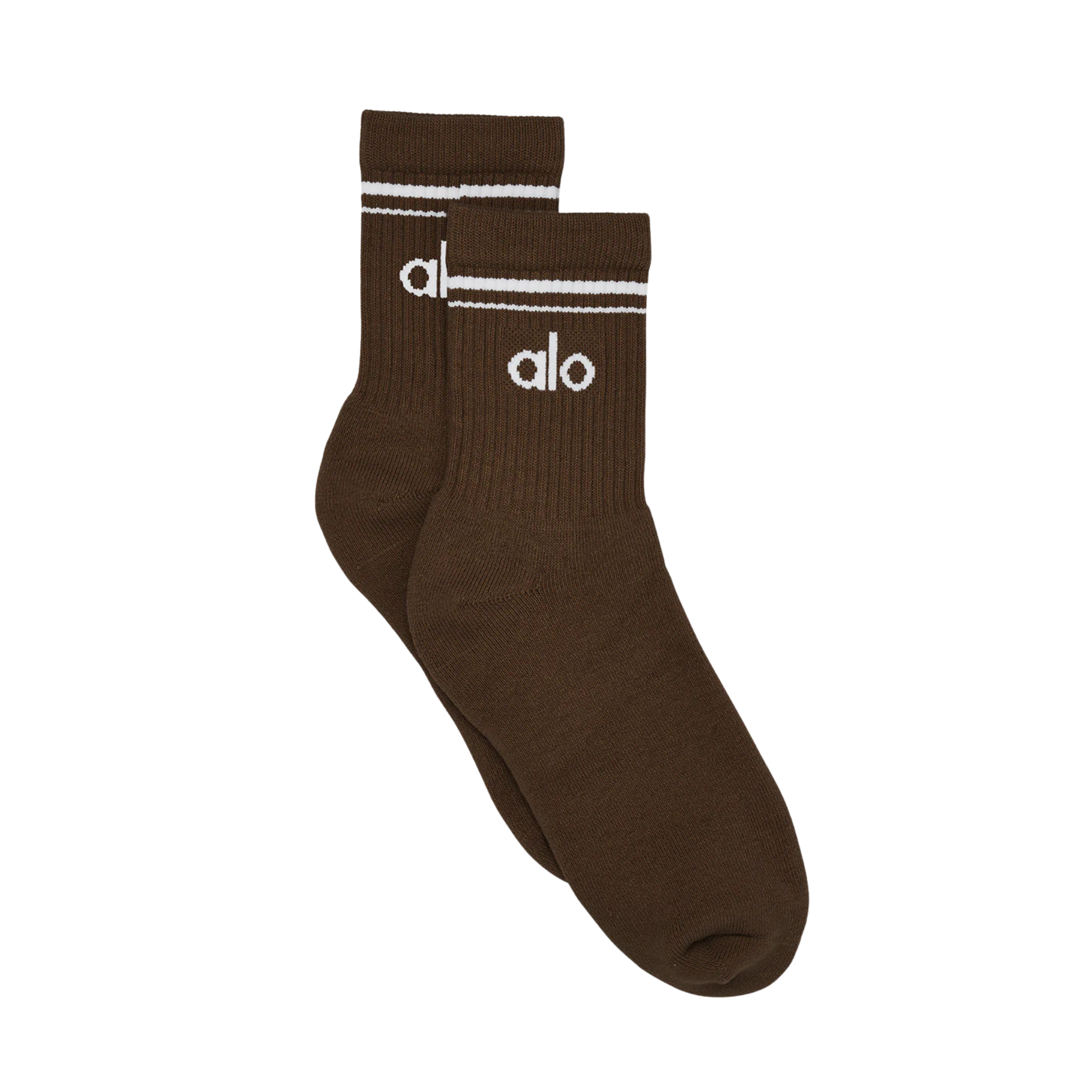 Alo Half-Crew Throwback Sock - Espresso White