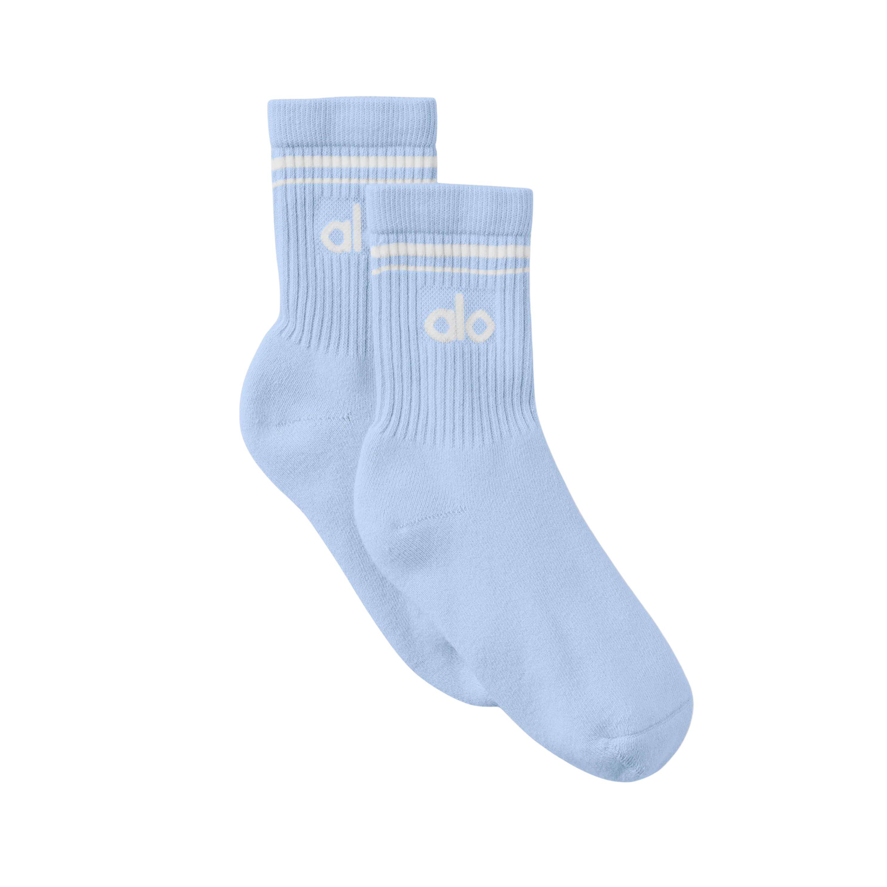 Alo Half-Crew Throwback Sock - Seashell Blue White