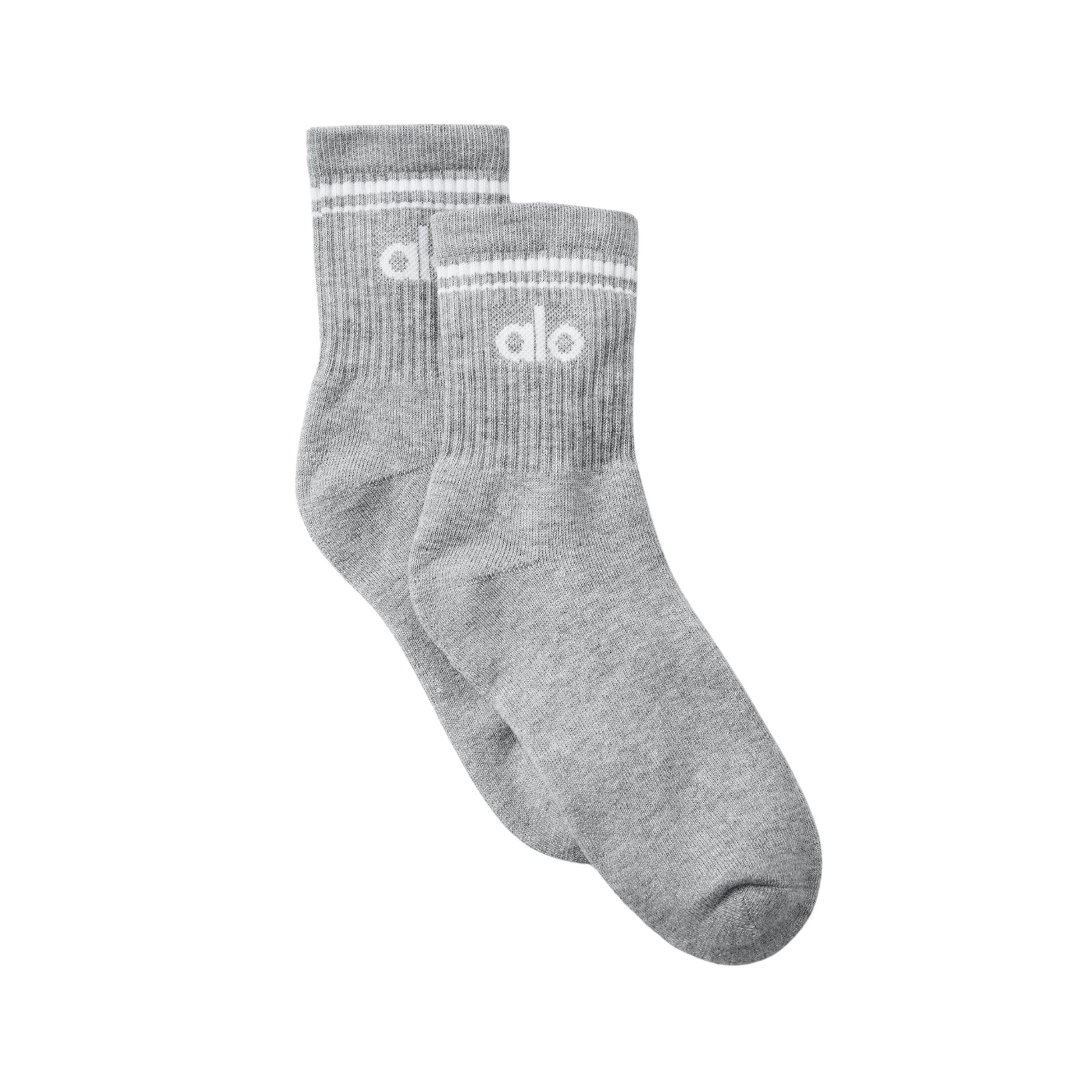 Alo Half-Crew Throwback Sock - Heather Grey White