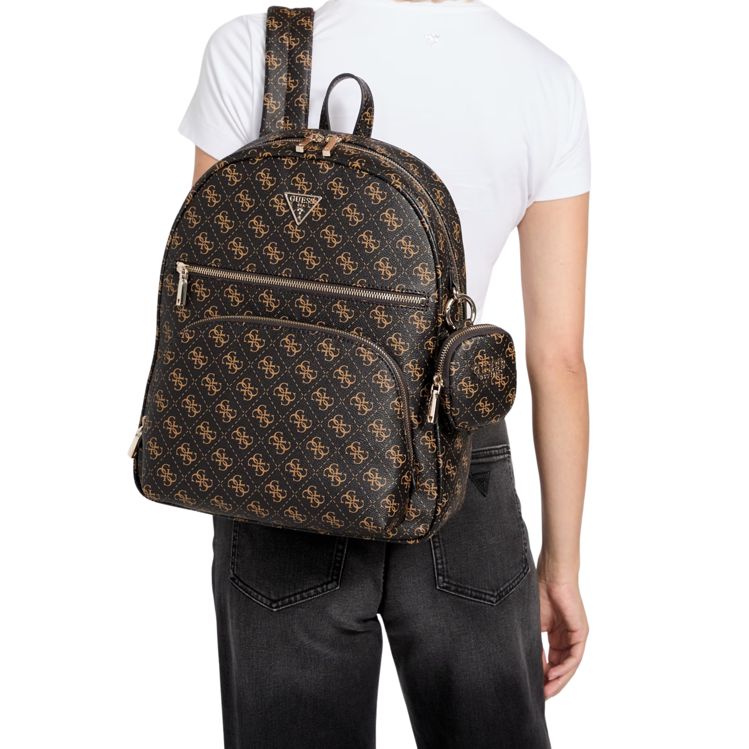 Guess Women Power Play II Quattro G Large Tech Backpack - Brown Multi