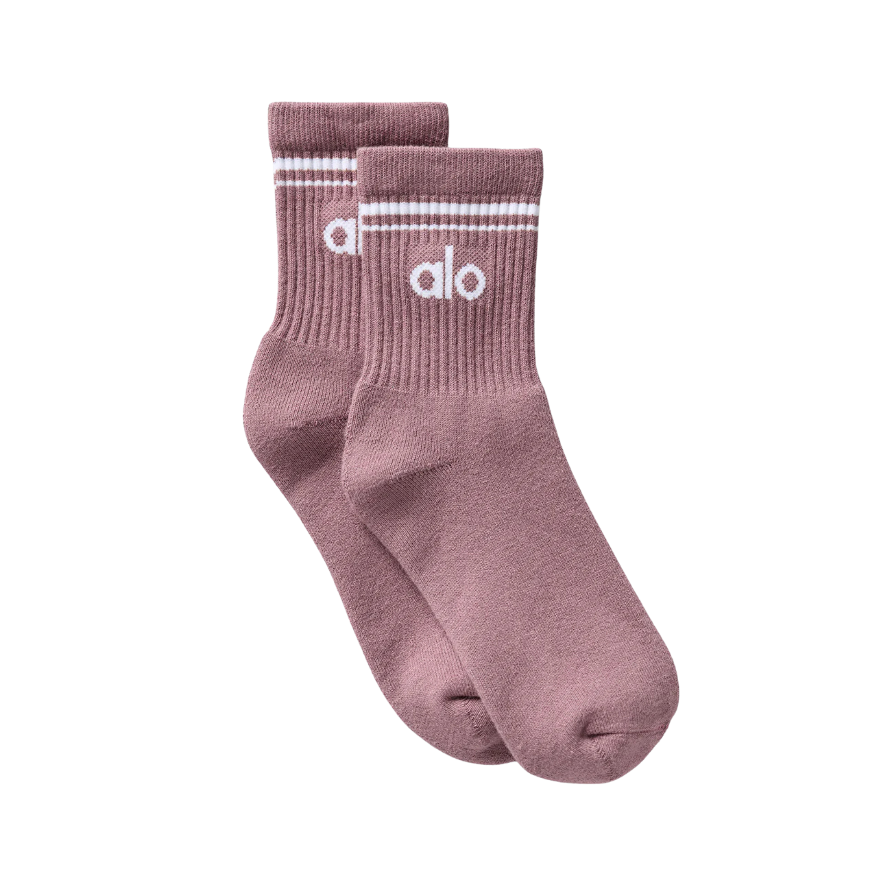 Alo Half-Crew Throwback Sock - Smoky Quartz White