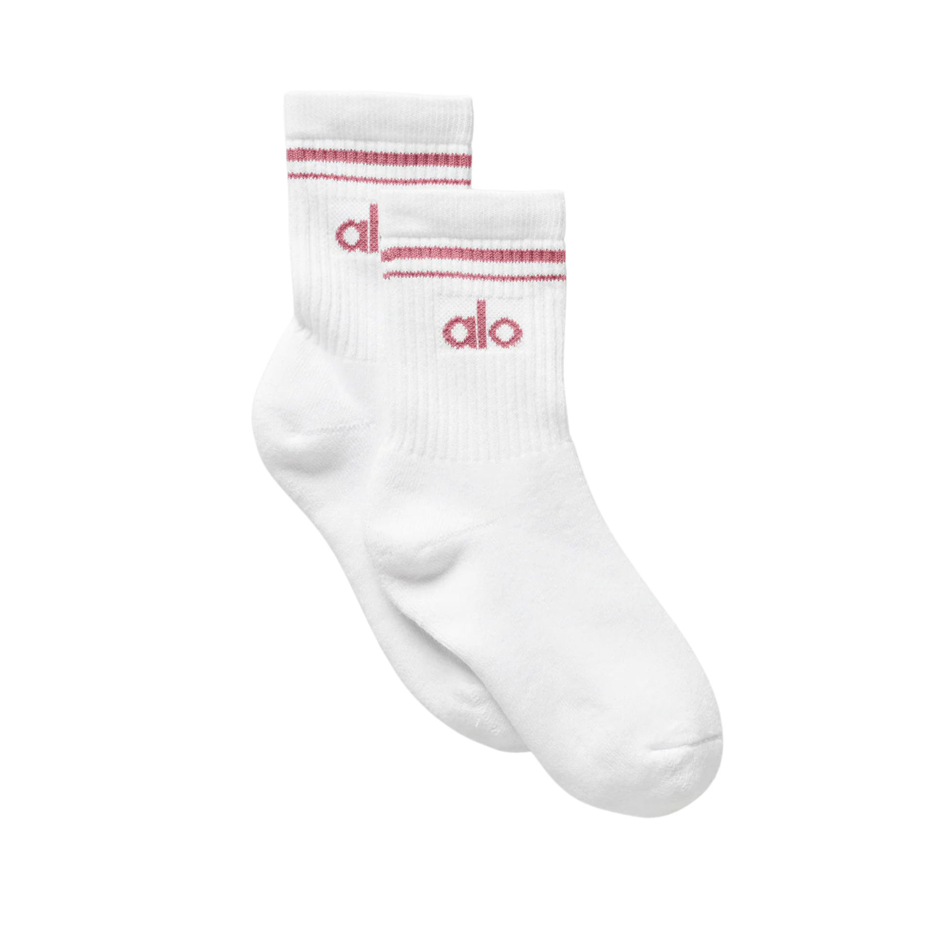 Alo Half-Crew Throwback Sock - White Pink Wild