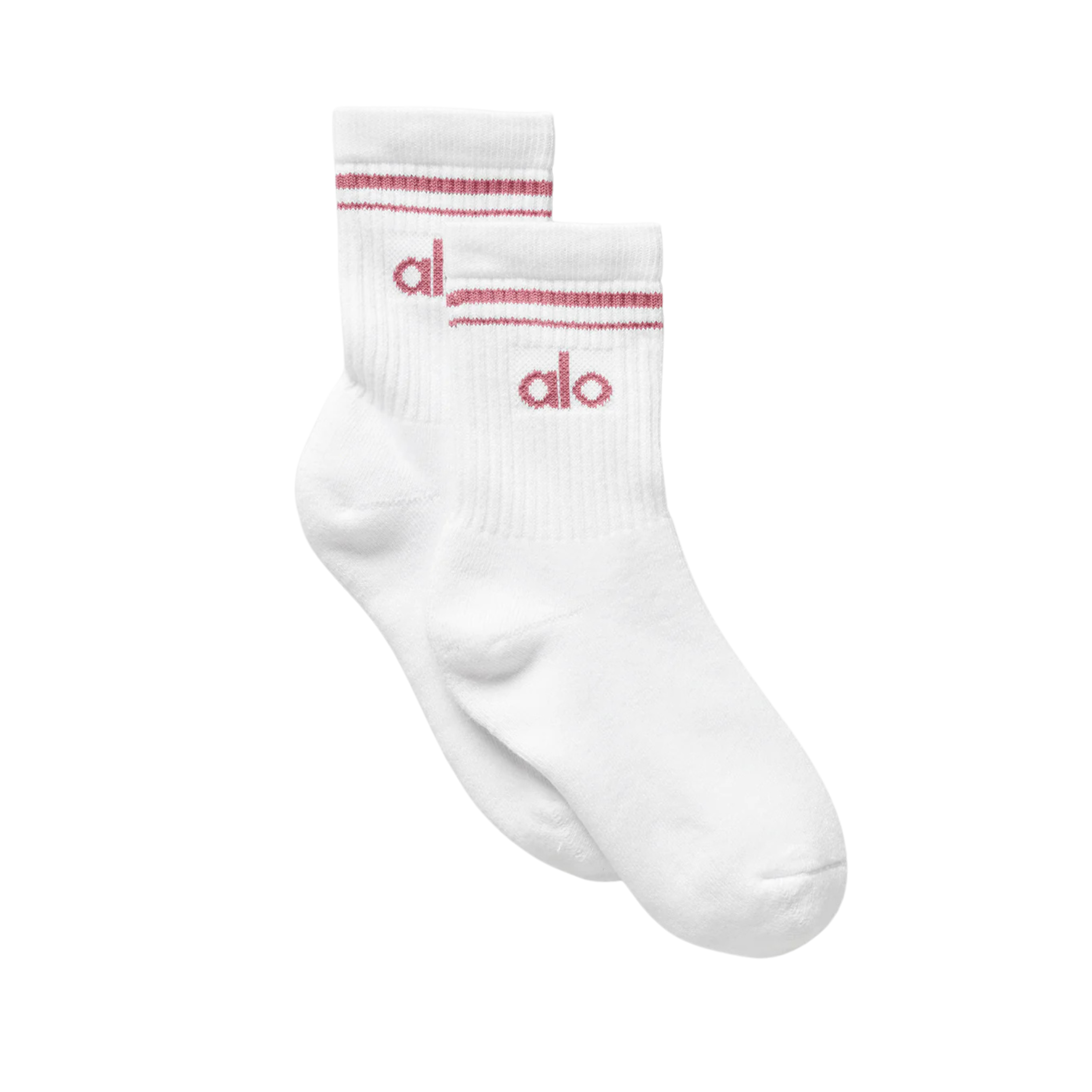Alo Half-Crew Throwback Sock - White Pink Wild