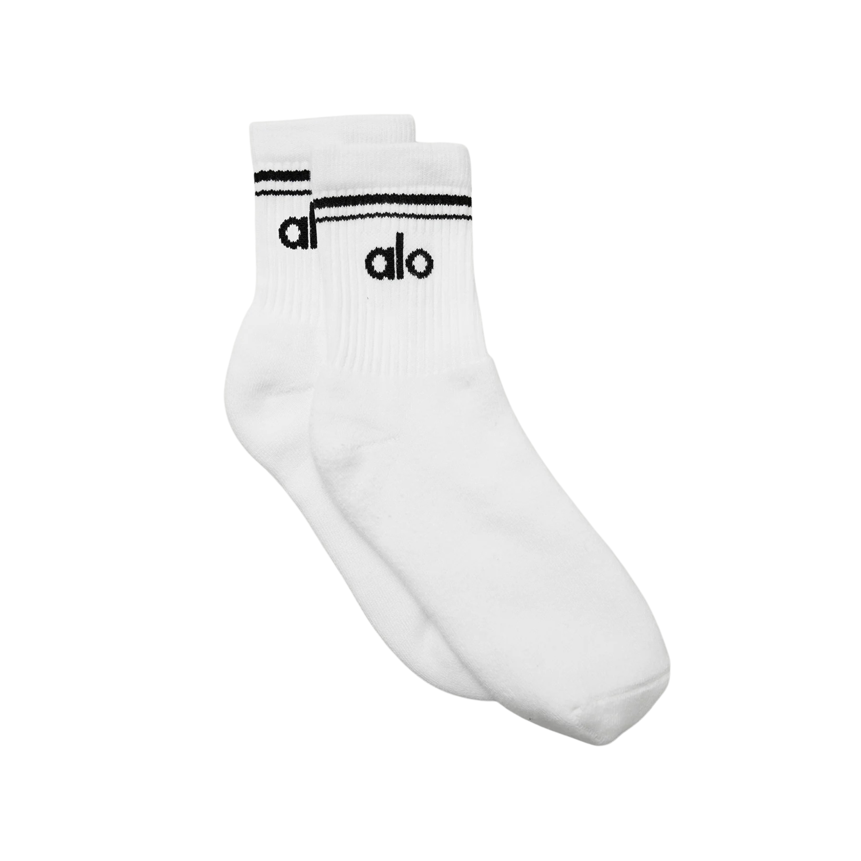 Alo Half-Crew Throwback Sock - White Black