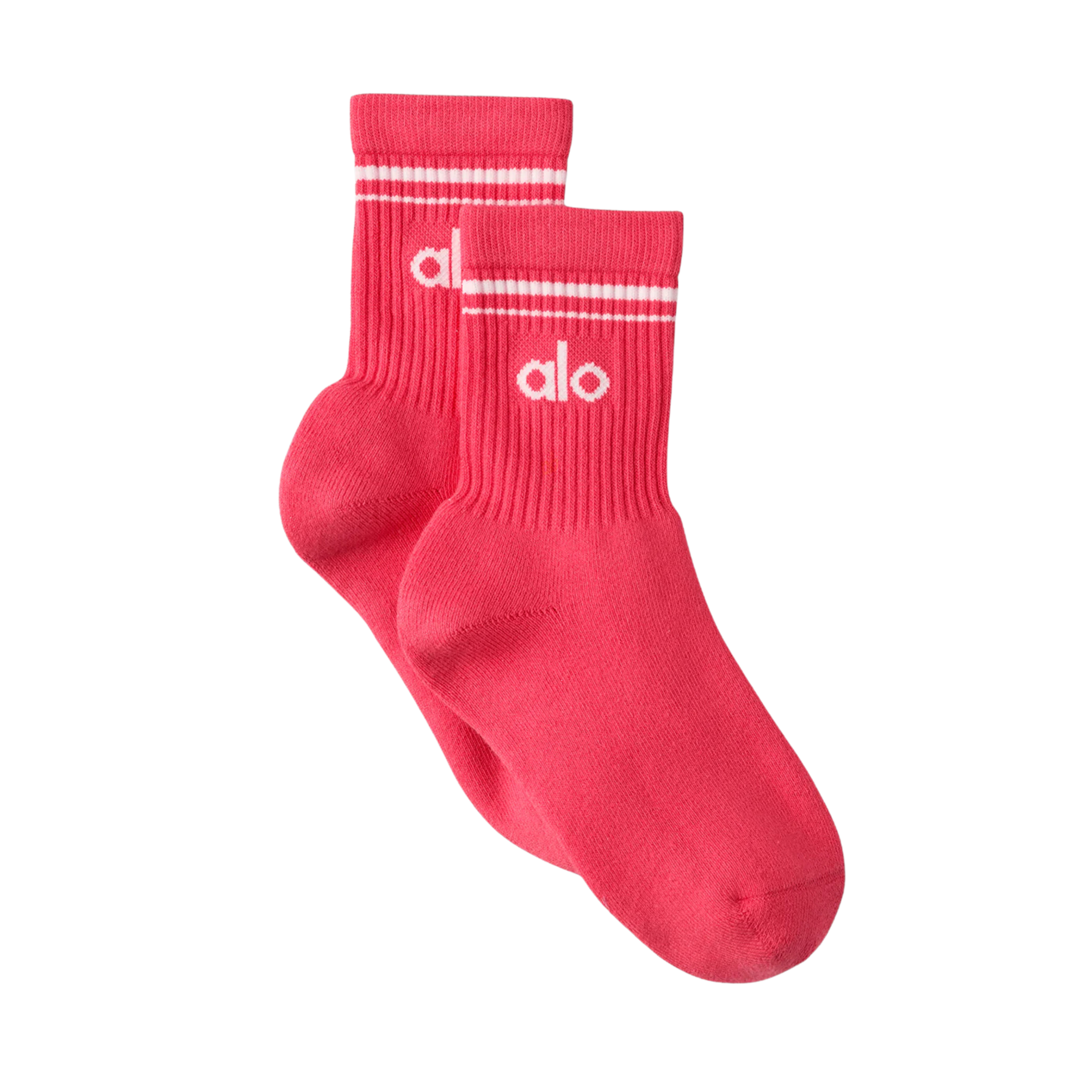 Alo Half-Crew Throwback Sock - Candy Red White