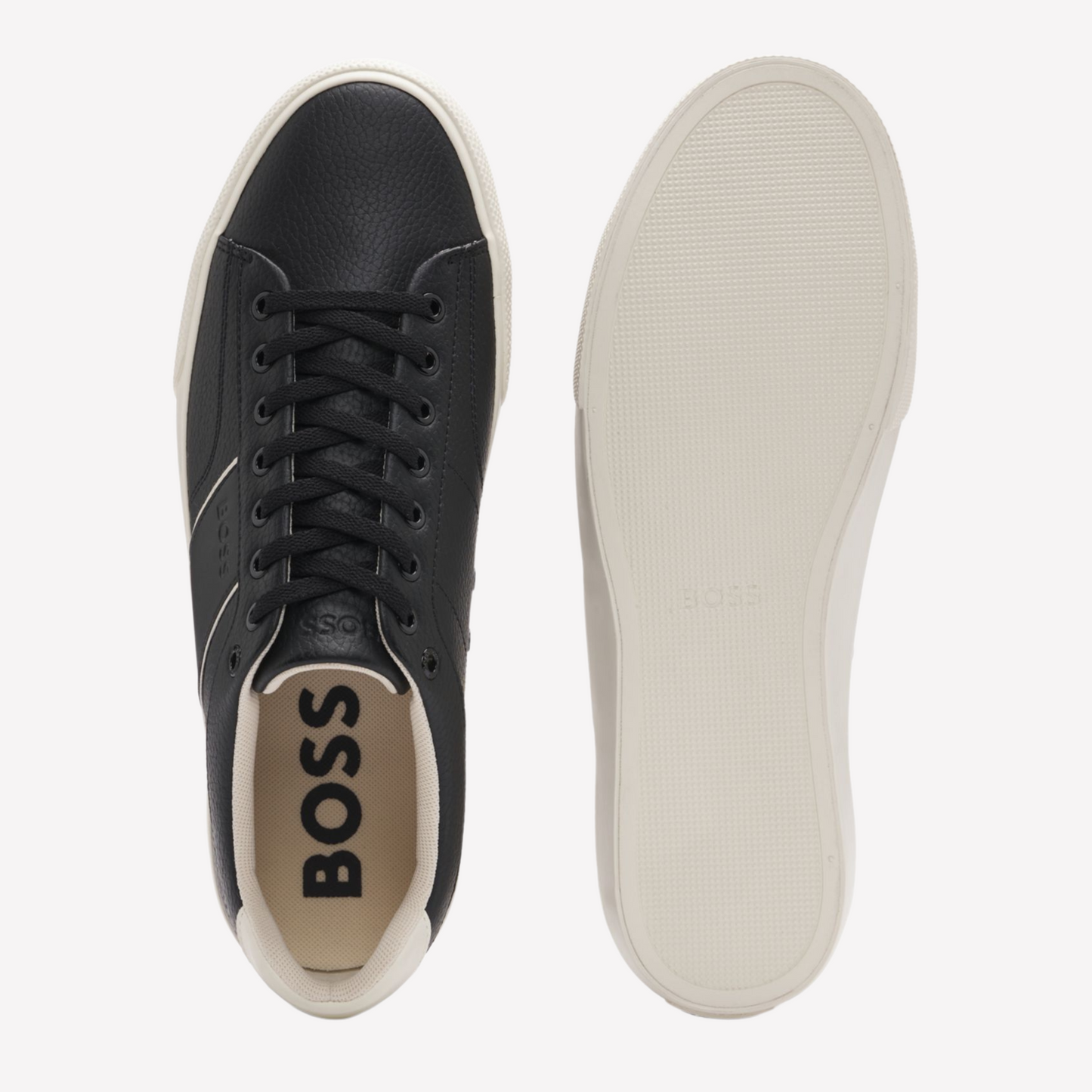Hugo Boss Men Faux Leather Trainers - Black