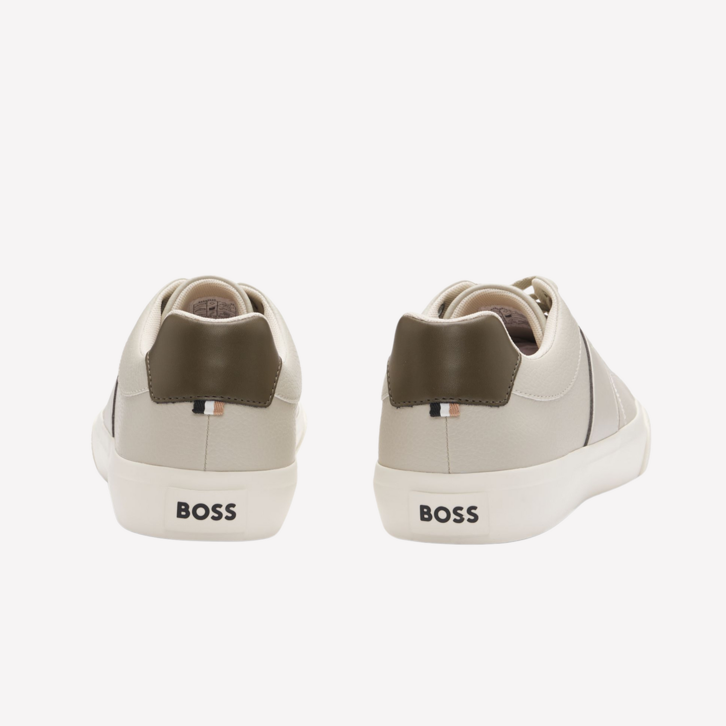 Hugo Boss Men Faux Leather Trainers - Light Beige