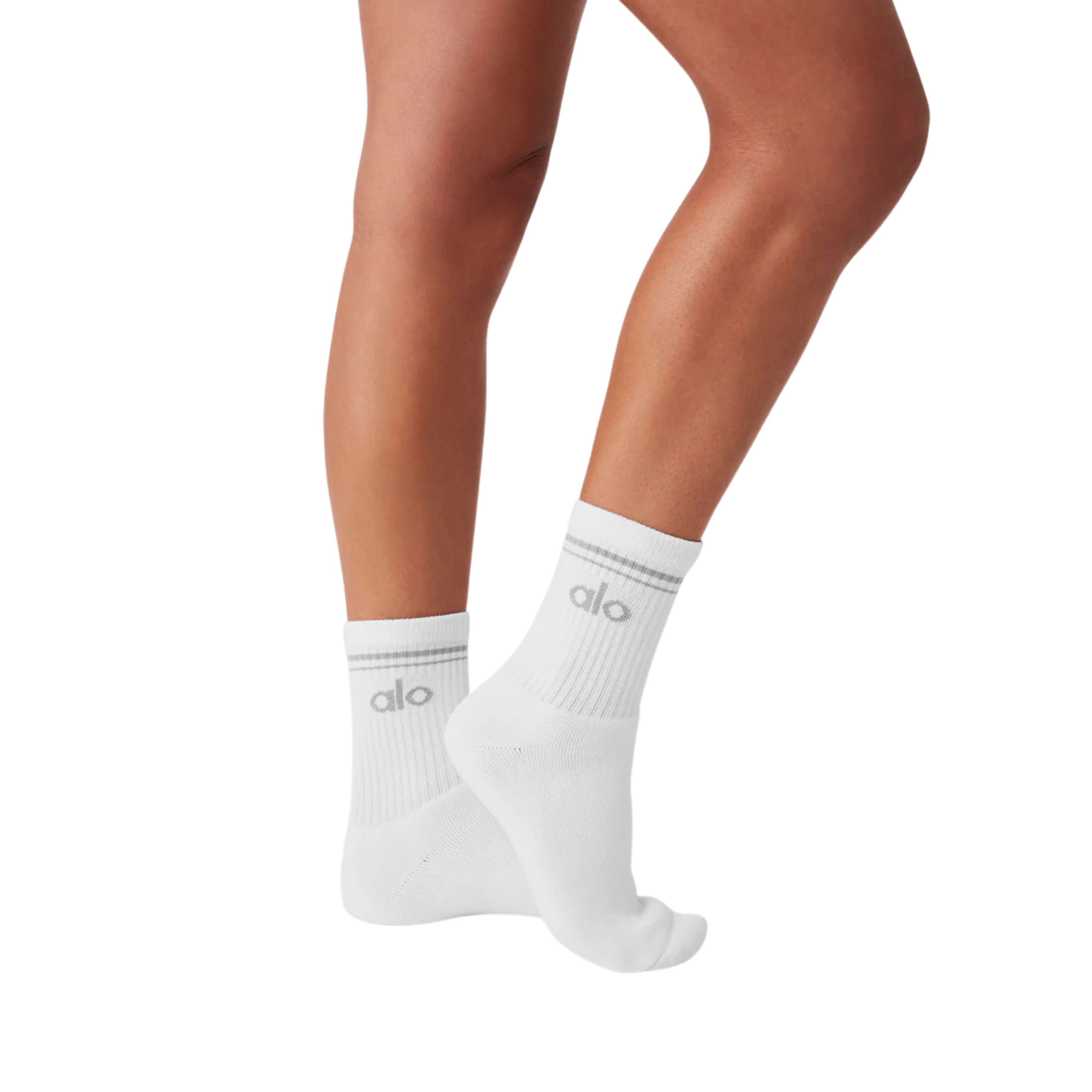 Alo Half-Crew Throwback Sock - White Titanium