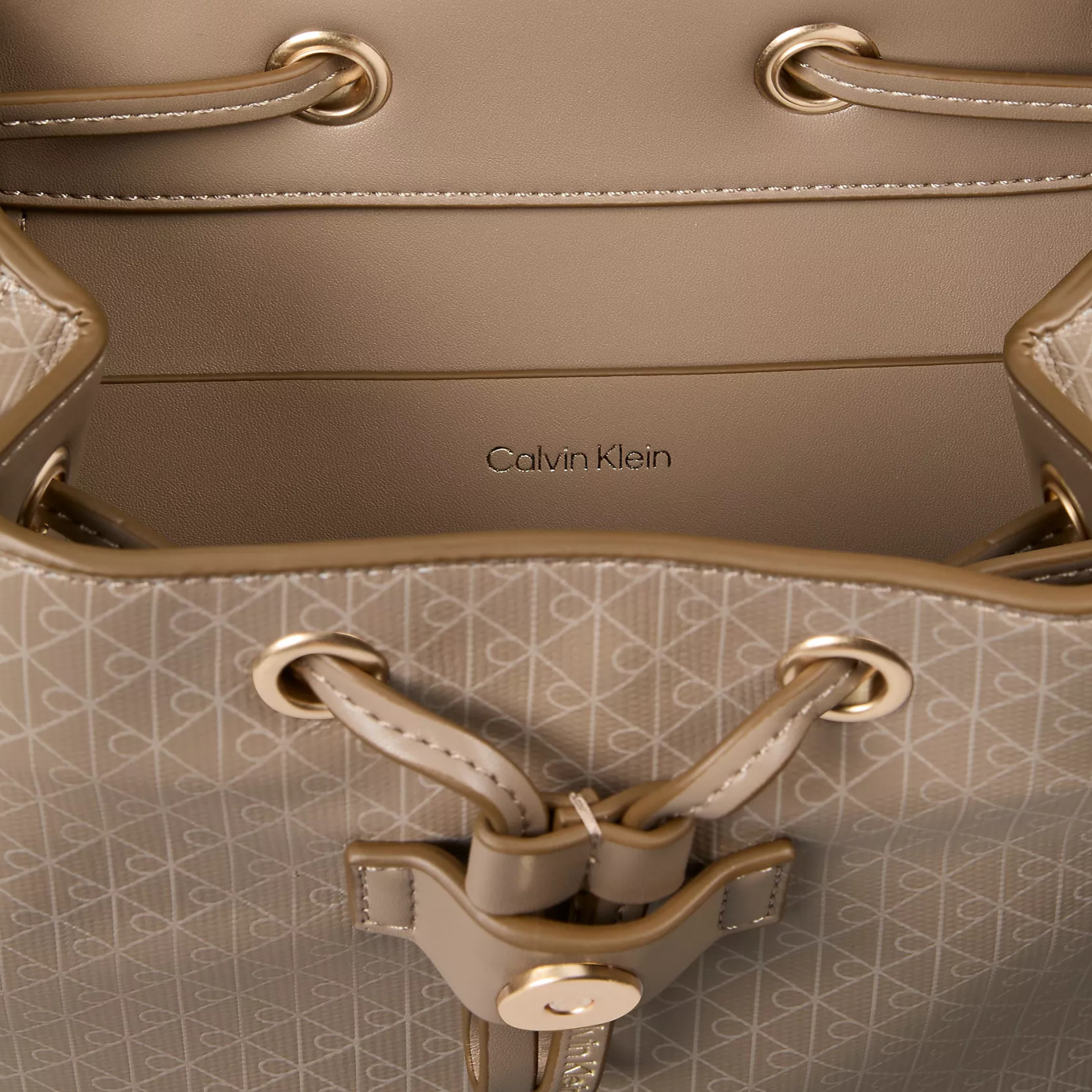Calvin Klein Women Allover Emblem Logo Backpack - Desert Taupe Aop