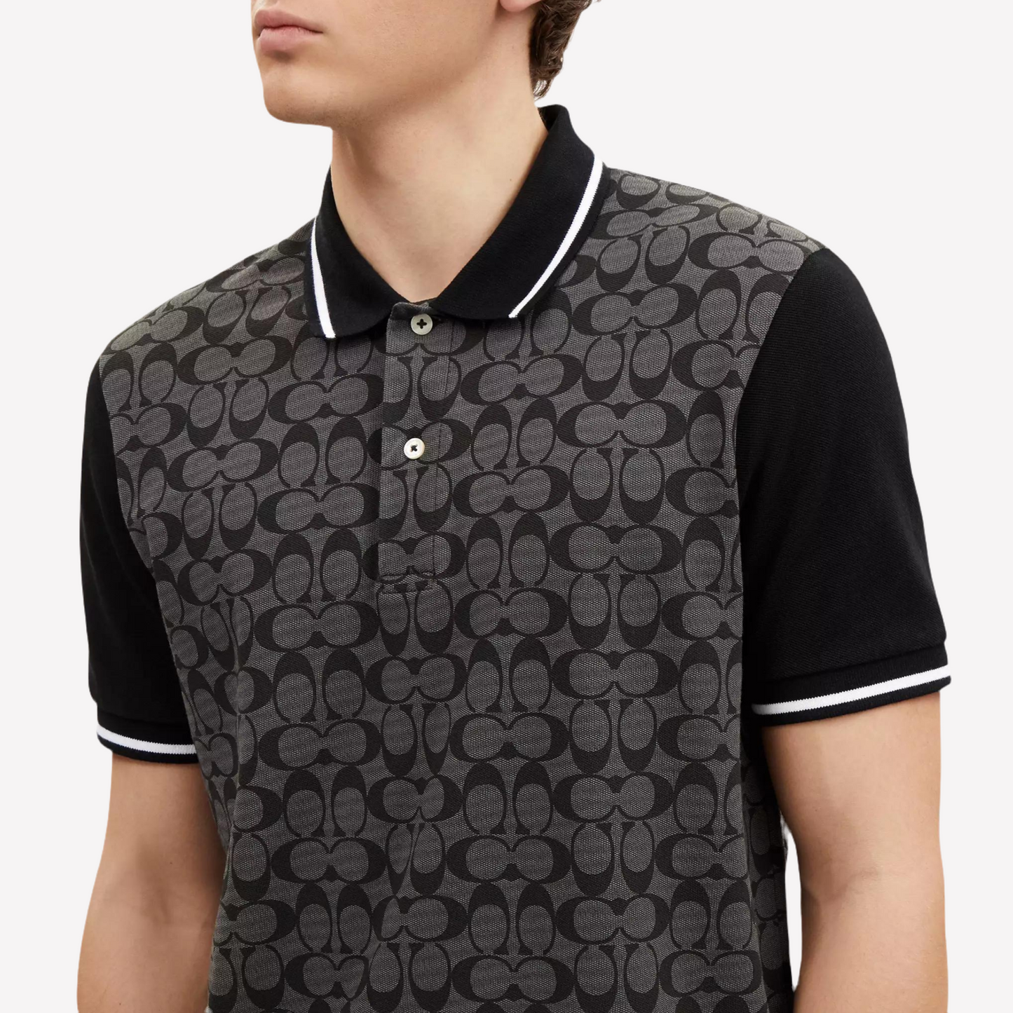 COACH Men Signature Polo - Charcoal