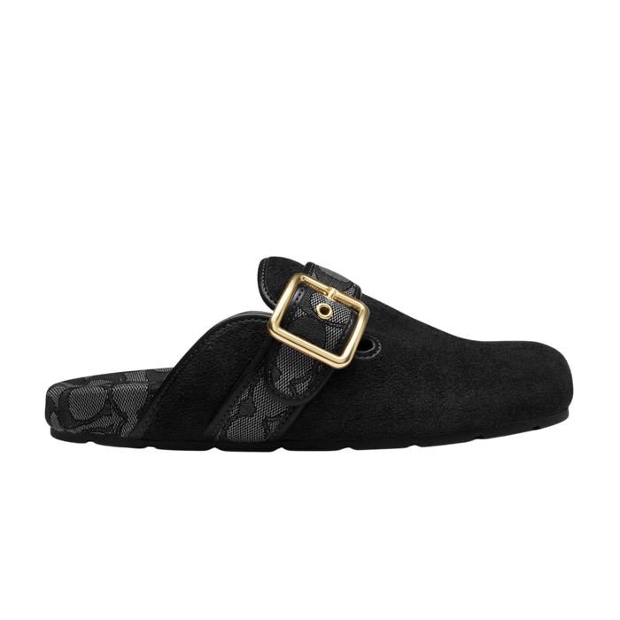 Coach Women's Archival Buckle Clog  - Suede Black