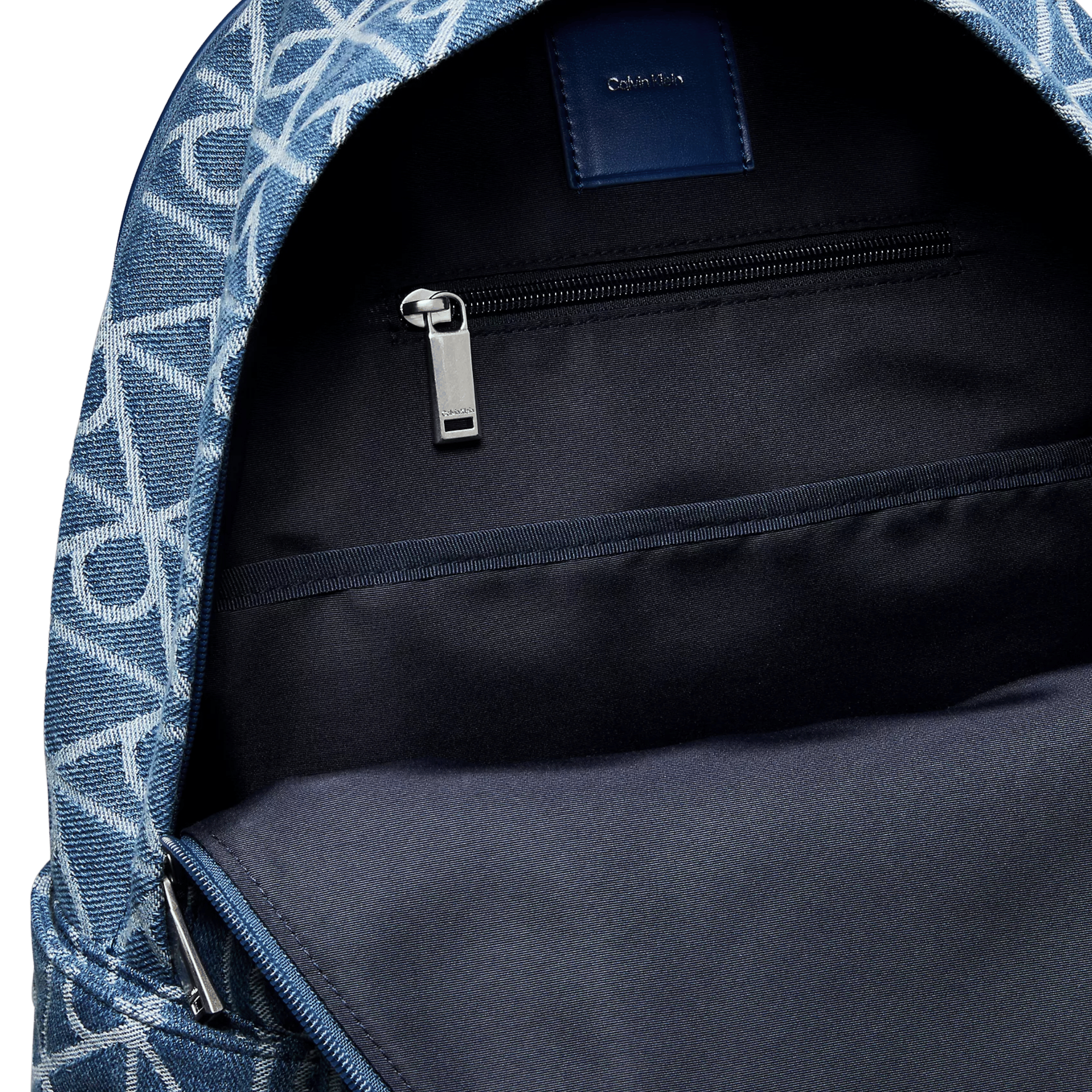 Calvin Klein Men Denim Allover Emblem Logo Backpack -Denim Jqd Medium Wash