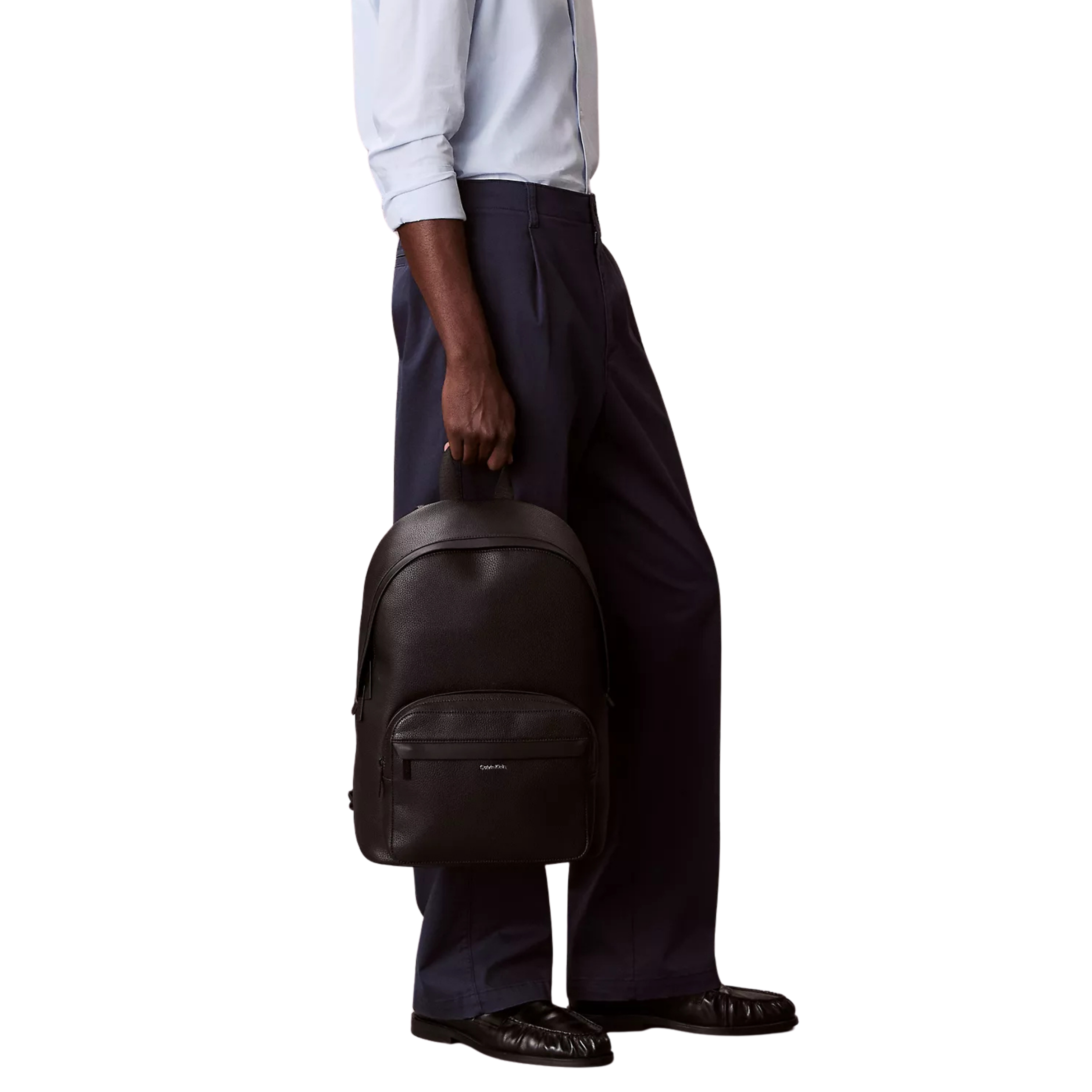 Calvin Klein Men Pebbled Round Backpack - Black