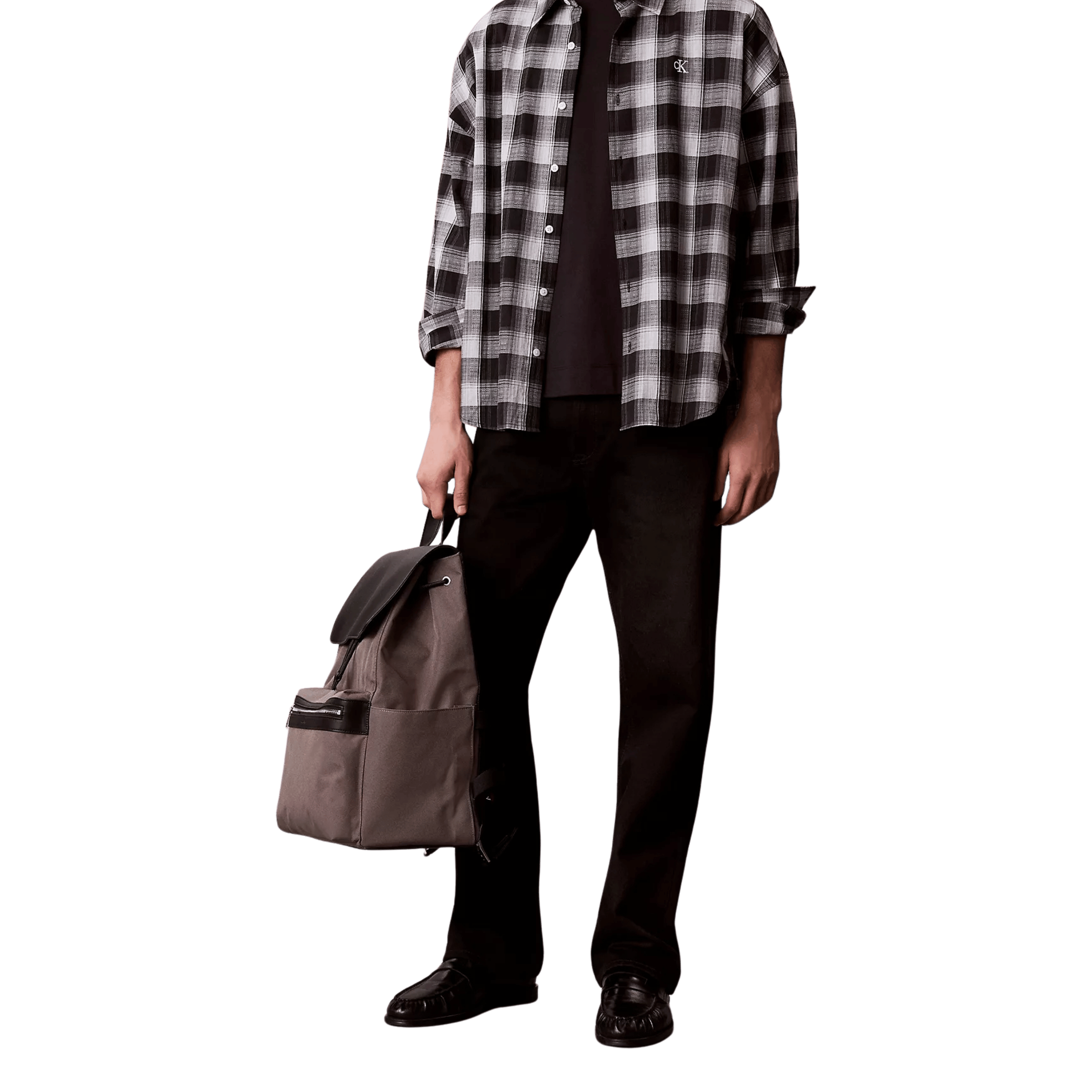 Calvin Klein Men Structured Flap Backpack - Granite Gray