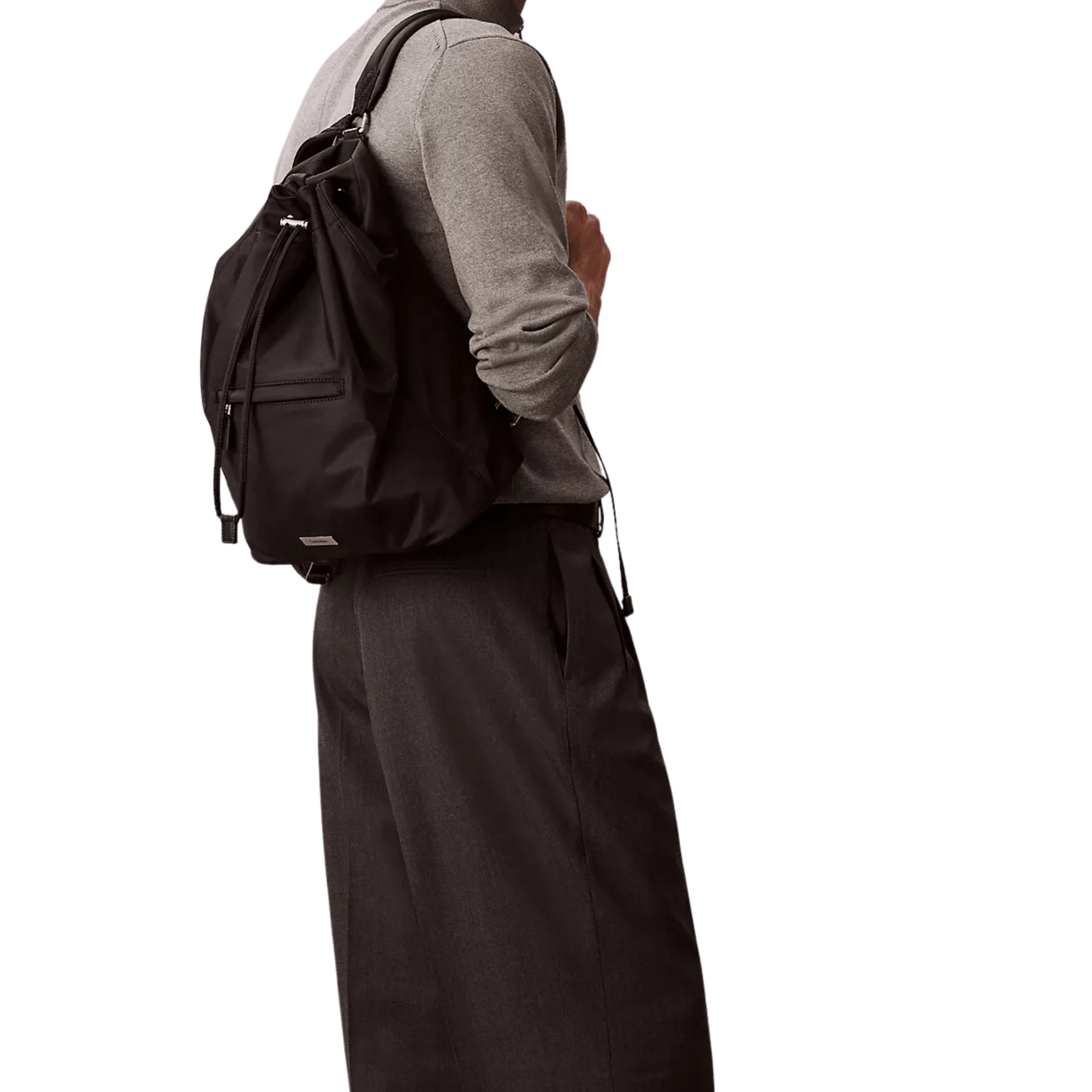 Calvin Klein Men Matte Nylon Drawstring Backpack - Black