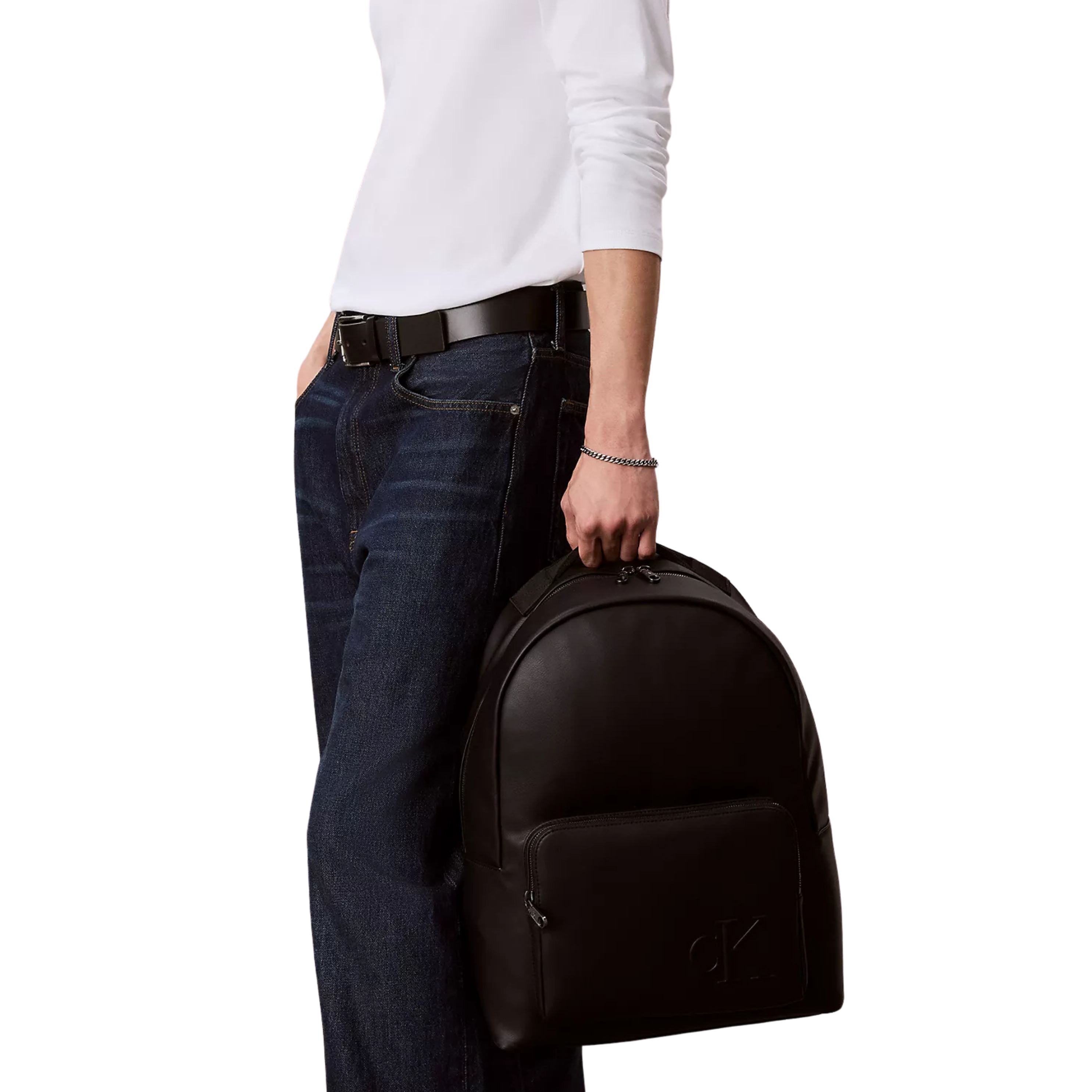 Calvin Klein Men Embossed Monogram Backpack - Black