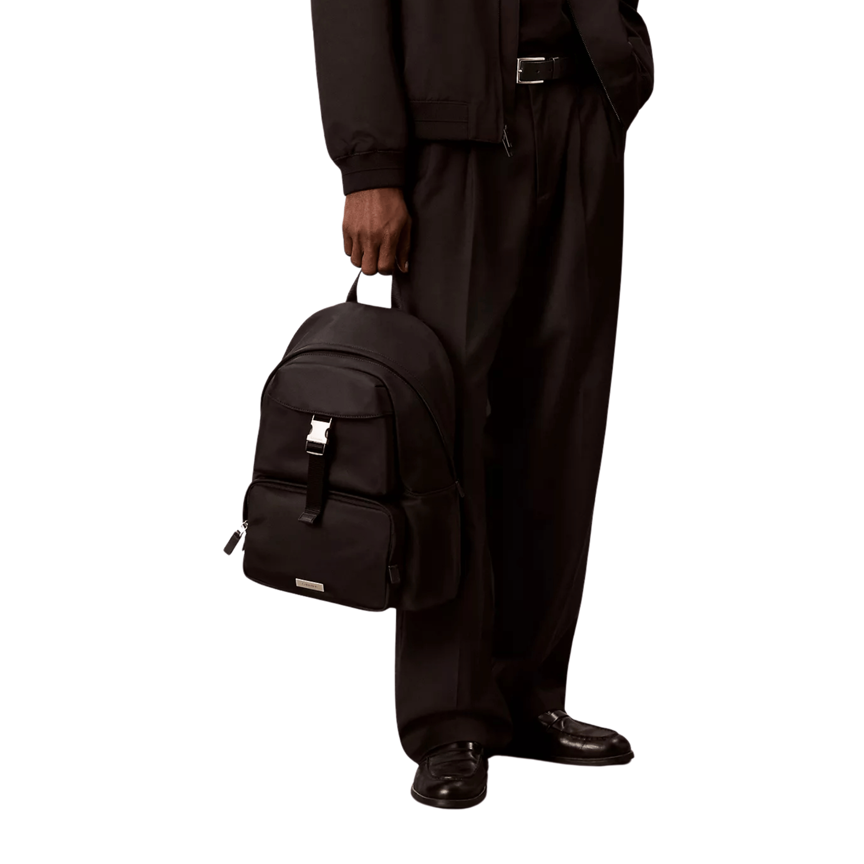Calvin Klein Men Sleek Nylon Round Backpack - Black