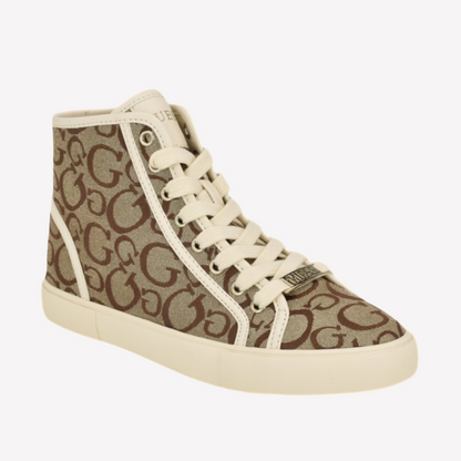 Guess Unisex Masons Canvas High-Top Sneakers - Brown