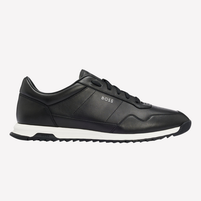 Hugo Boss Men Leather Trainers Knurled - Black