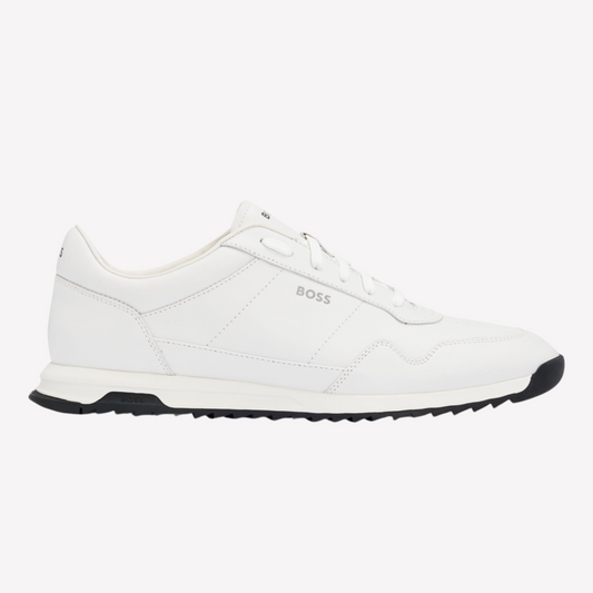 Hugo Boss Men Leather Trainers Knurled - White