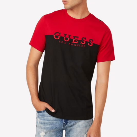 Guess Men Davion Logo Crewneck Tee - Red