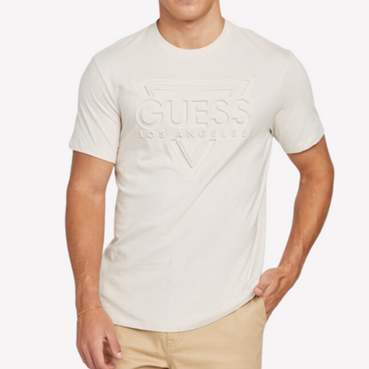 Guess Men Flynt Embossed Logo Tee - White