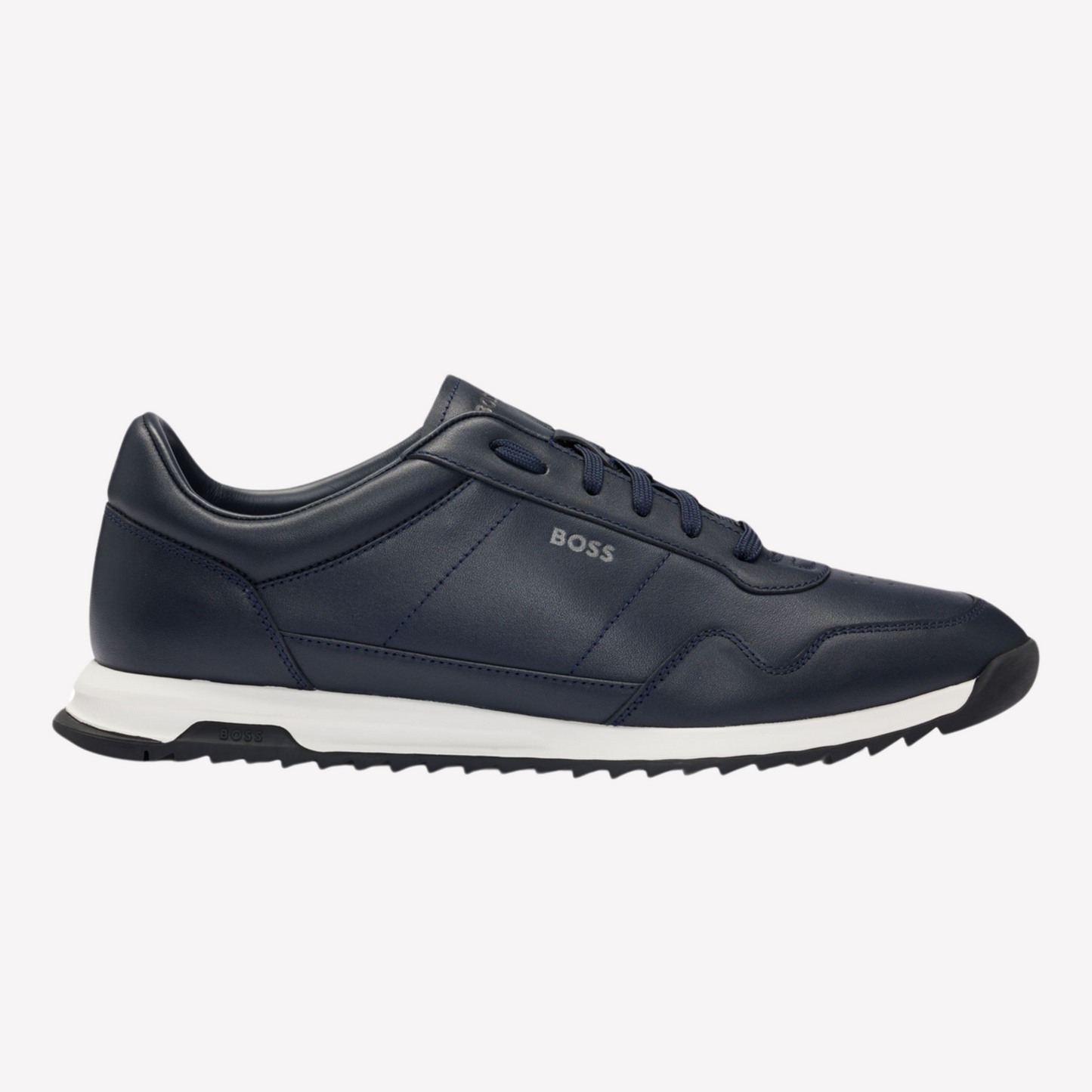 Hugo Boss Men Leather Trainers Knurled - Dark Blue