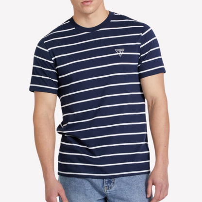 Guess Men Larry Striped Tee - Blue