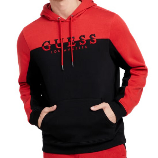 Guess Men Eco Marcus Color-Block Hoodie - Varisty Red