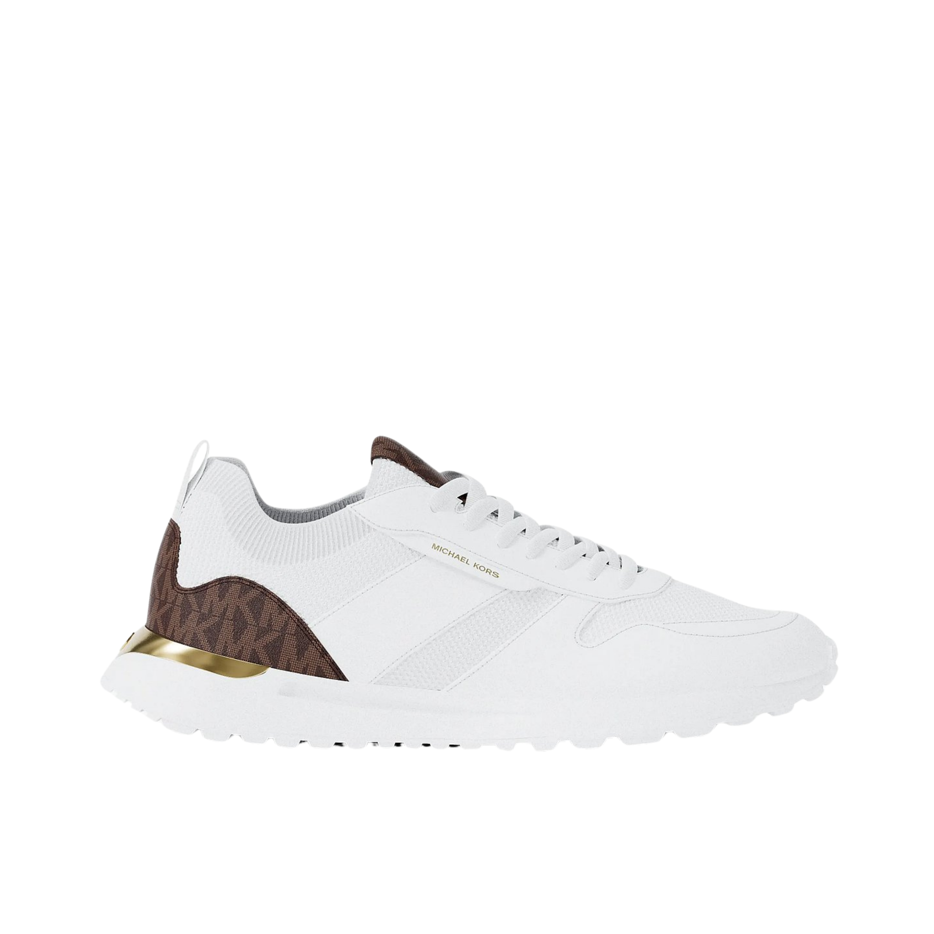 Michael Kors Women Jesse Knit and Signature Logo Trainer - OP White Brown