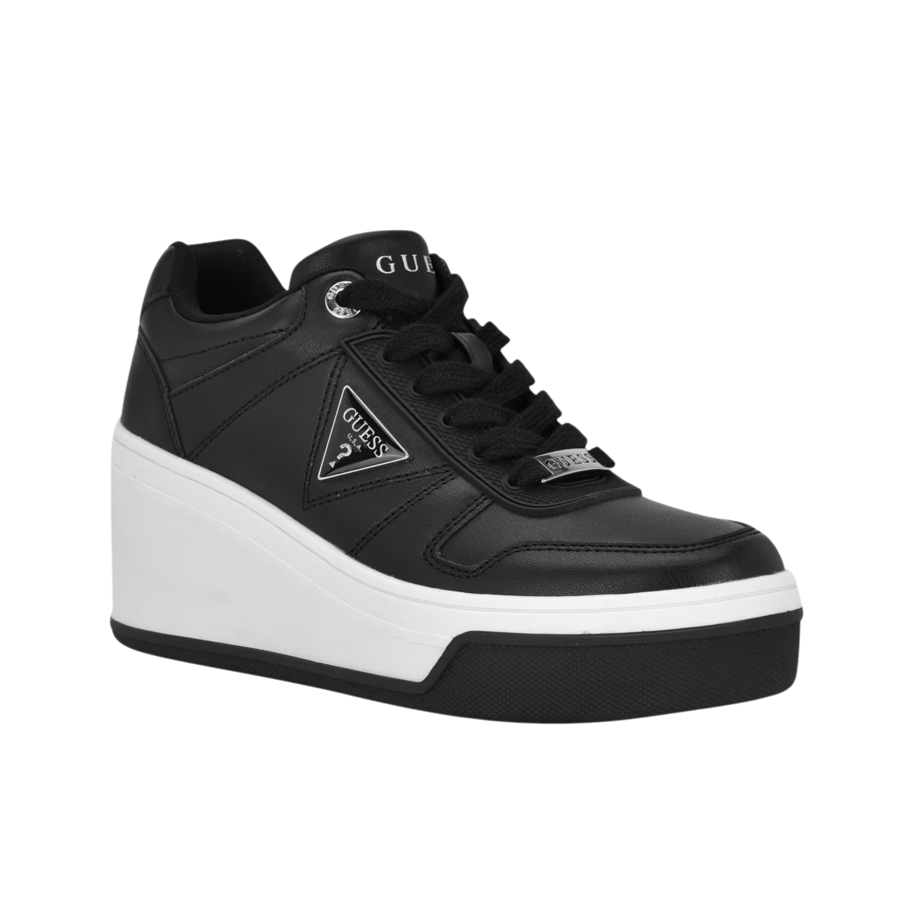 Guess Women Rozinn Lace Up Platform Wedge Sneakers - Black