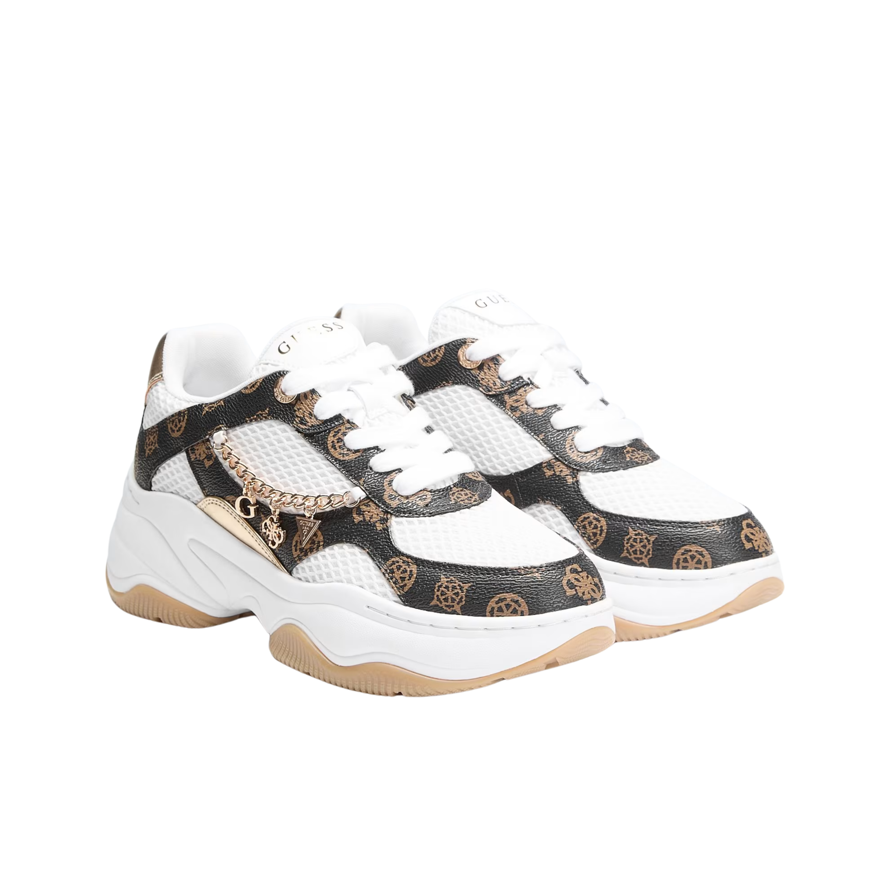Guess Women Runner Logo Harpaa - Medium Brown White