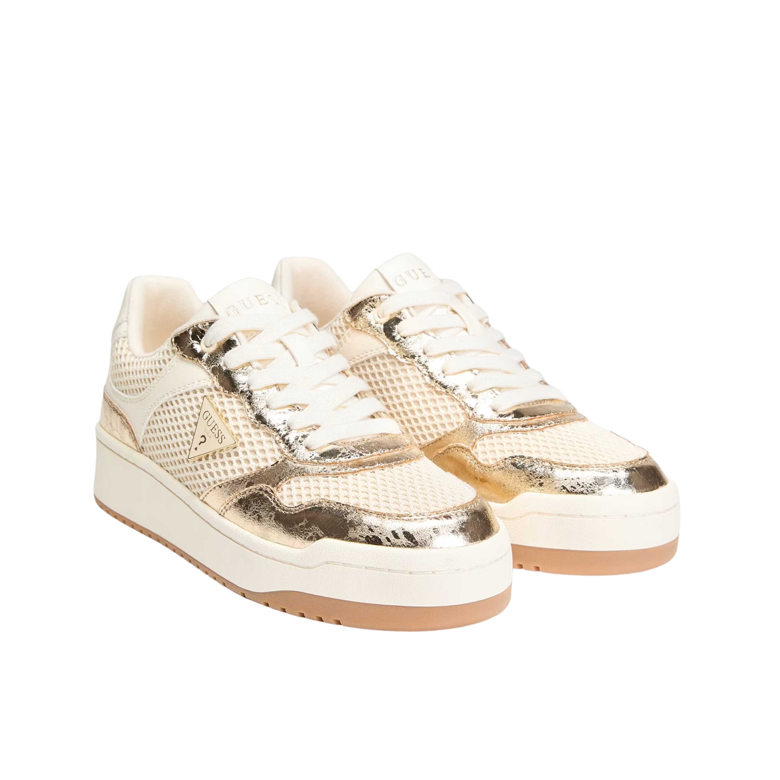 Guess Women Miram Low Top Metallic Sneakers - Gold