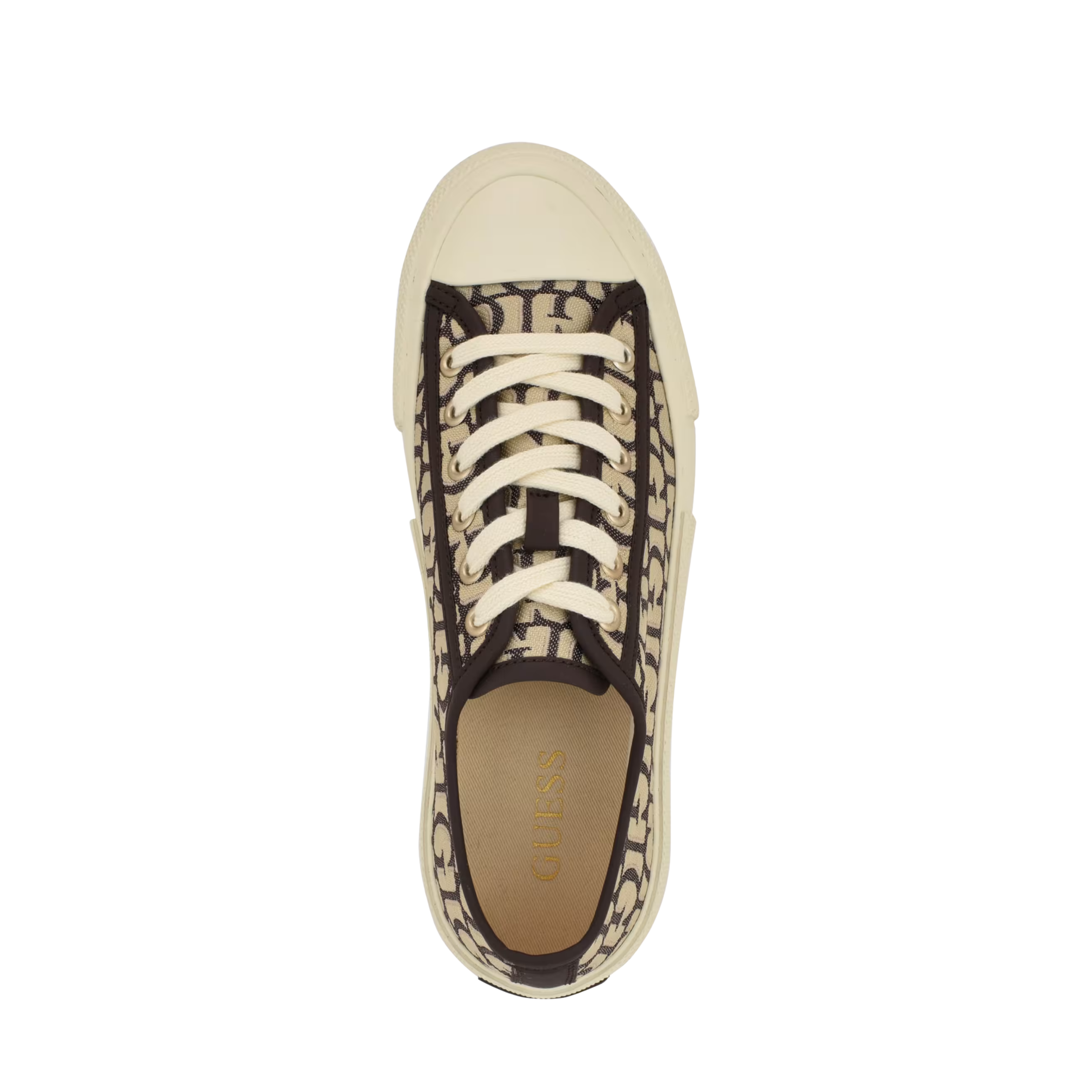 Guess Women Carey Canvas Low Top Sneakers - Dark Brown