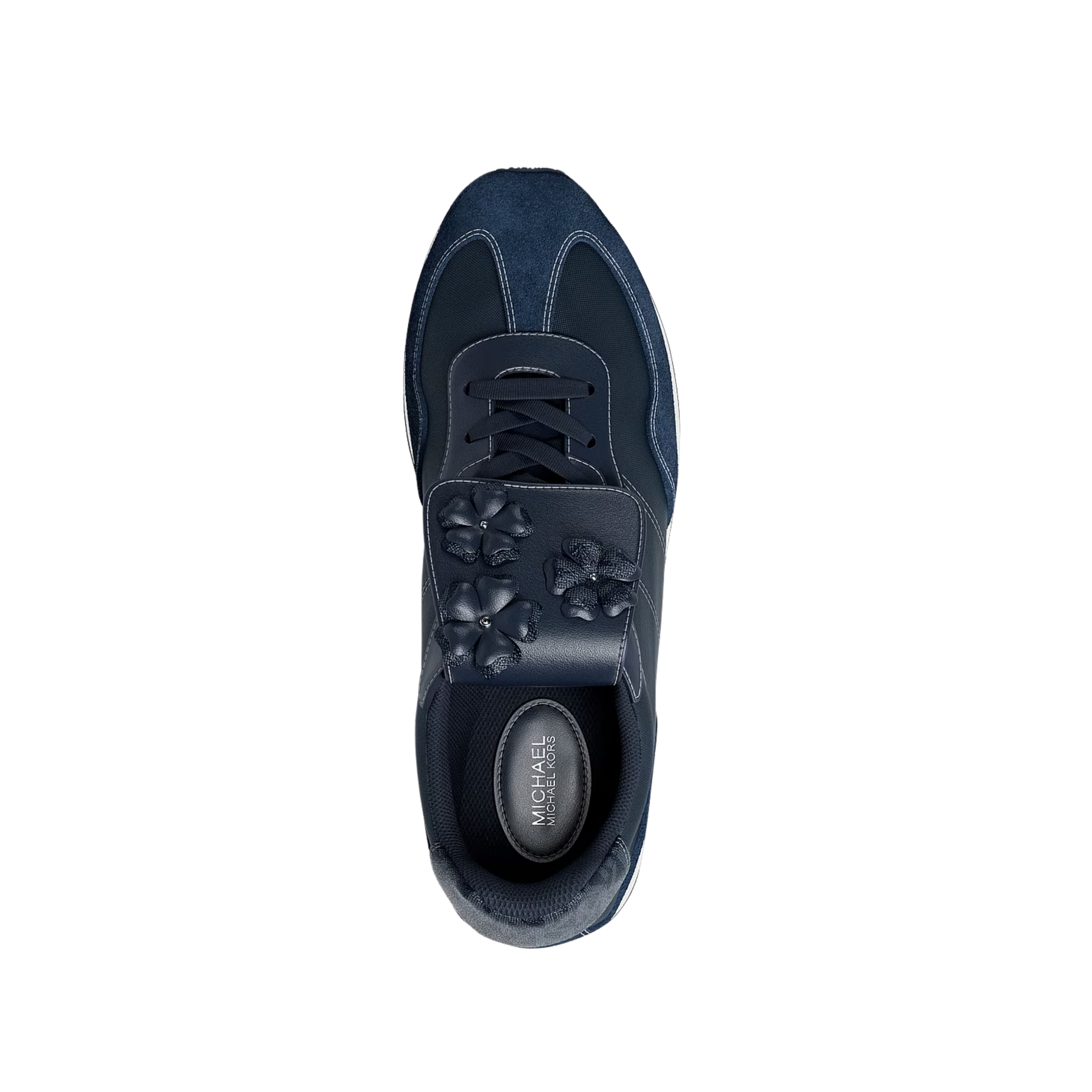 Michael Kors Women Essex Embellished Mixed Media Trainer - Navy
