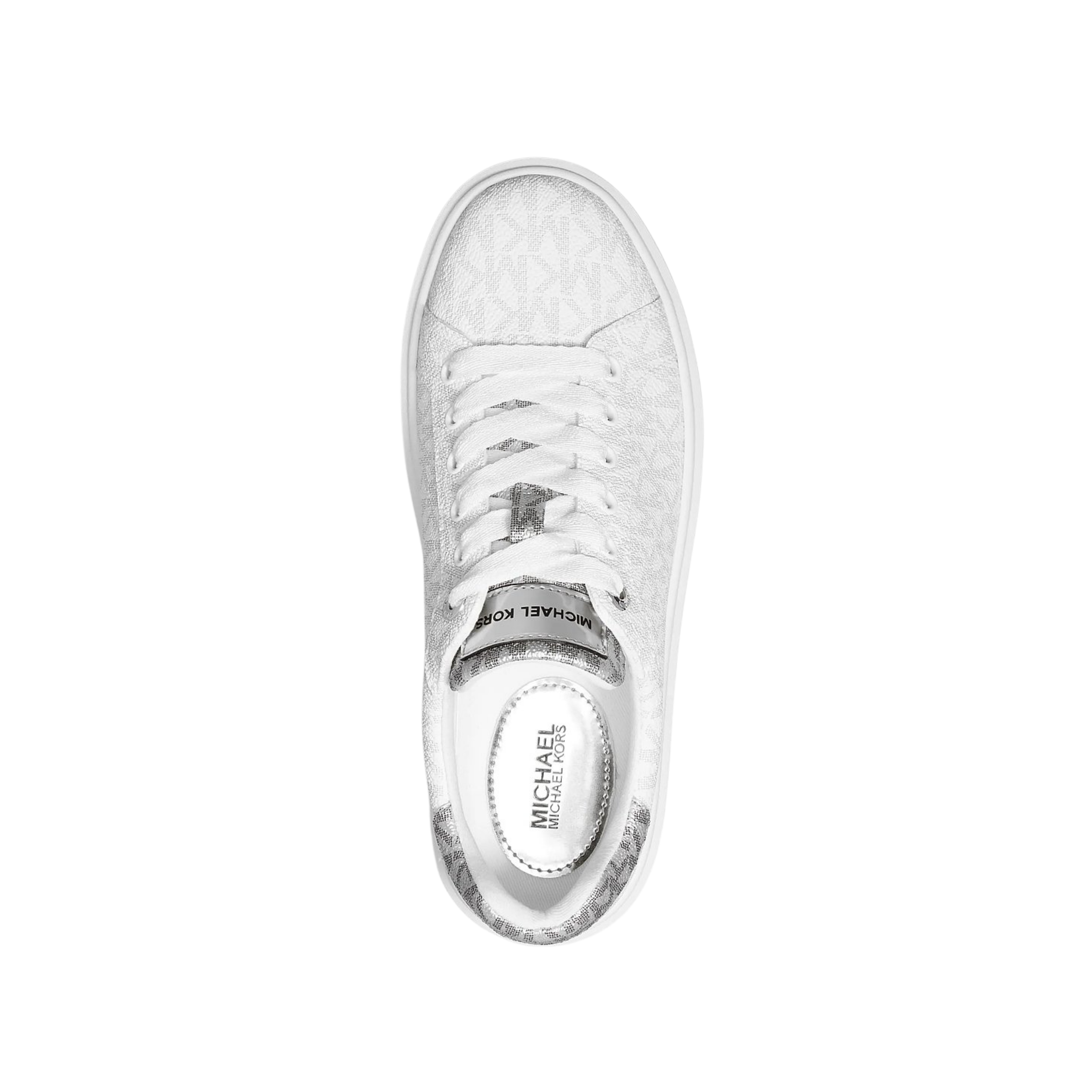 Michael Kors Women Romey Metallic Two Tone Signature Logo Platform Sneaker - Bright  White