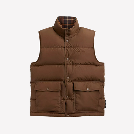 COACH Men Reversible Flannel Vest - Bison Multi