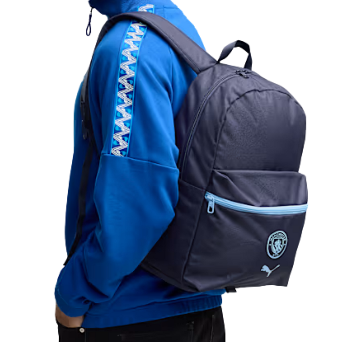 Puma Men Manchester City Soccer Essentials Backpack - Navy Team Light Blue
