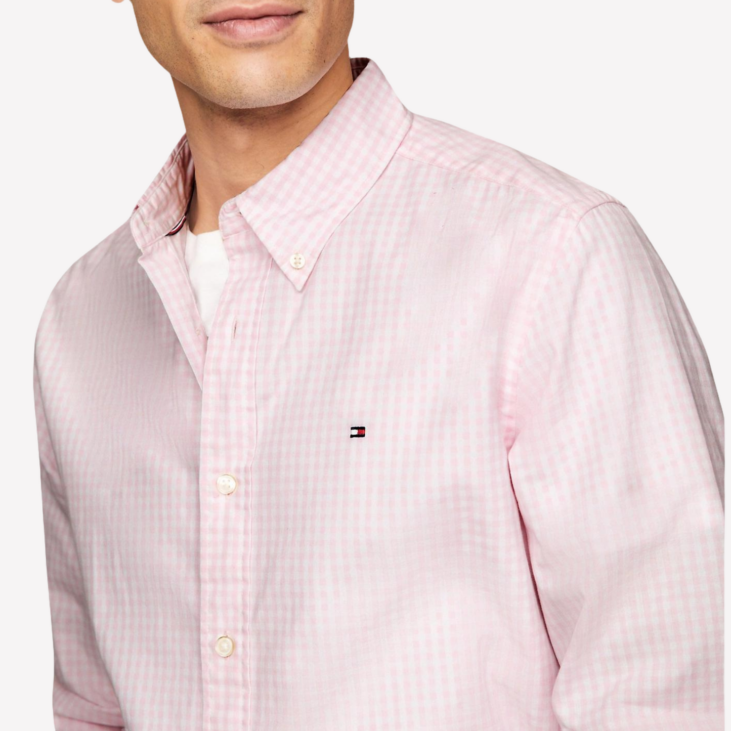 Tommy Hilfiger Men Regular Fit Gingham Poplin Shirt - Simple Pink