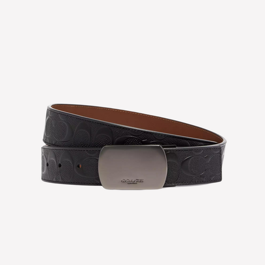 COACH Plaque Buckle Reversible Belt - Dark Saddle