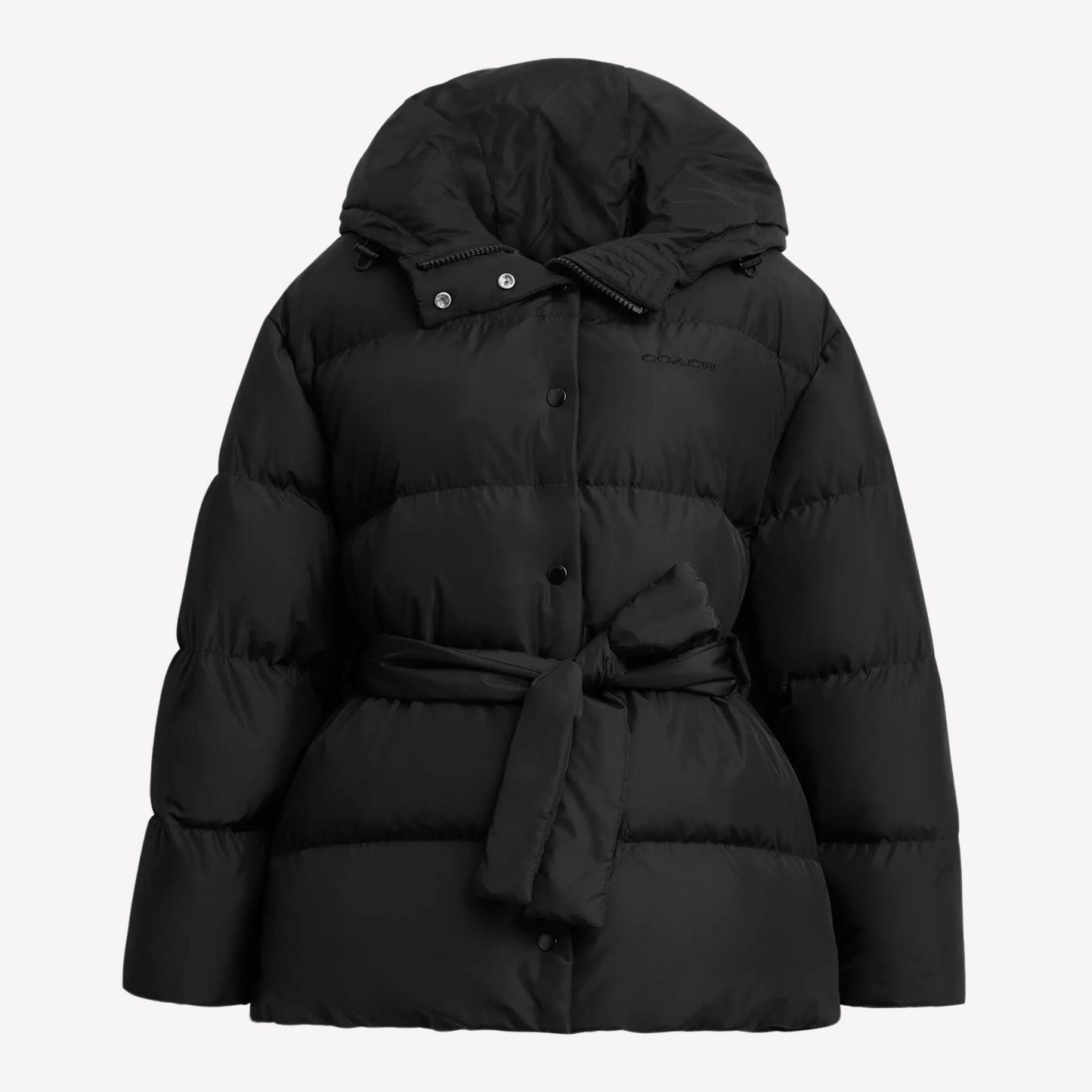 COACH Women Short Puffer With Belt - Black