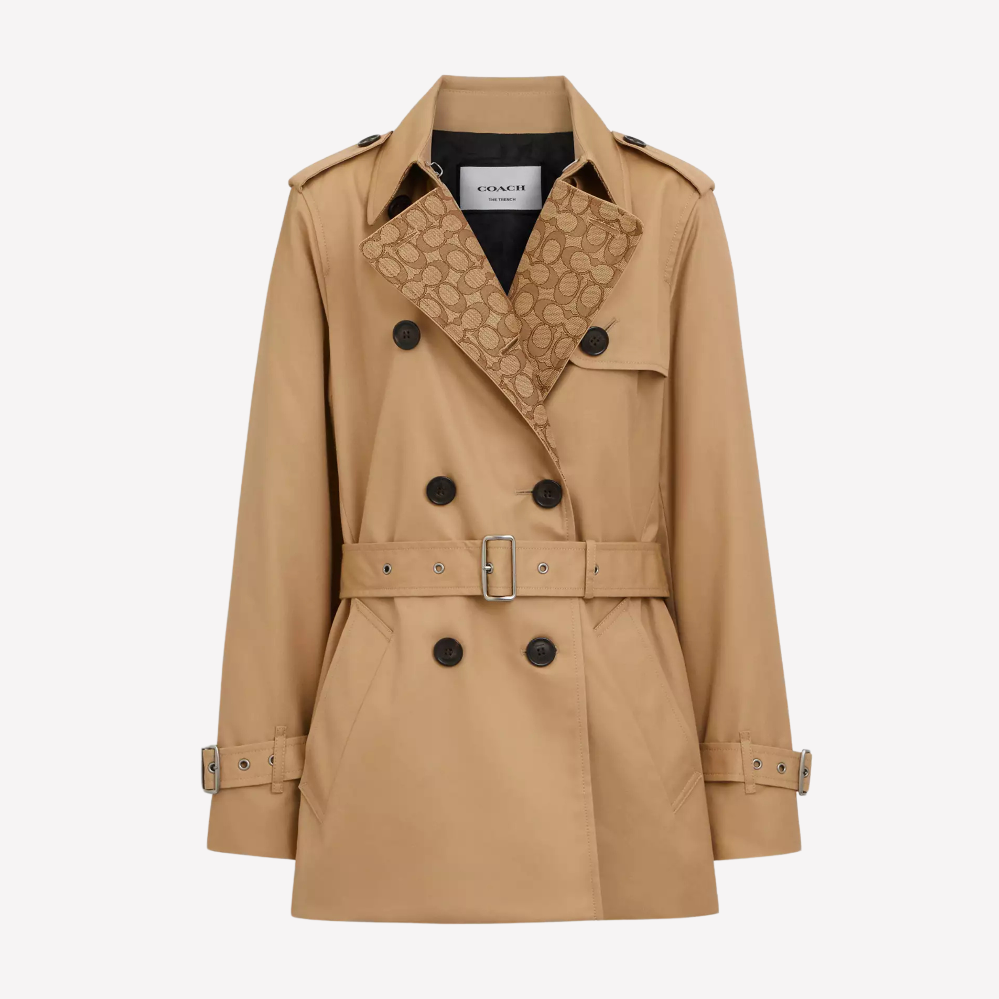 COACH Women Lapel Short Trench - Classic Khaki