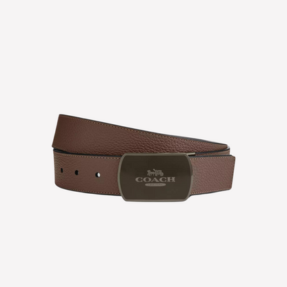 COACH Plaque Buckle Reversible Belt - Dark Stone