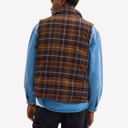 COACH Men Reversible Flannel Vest - Bison Multi