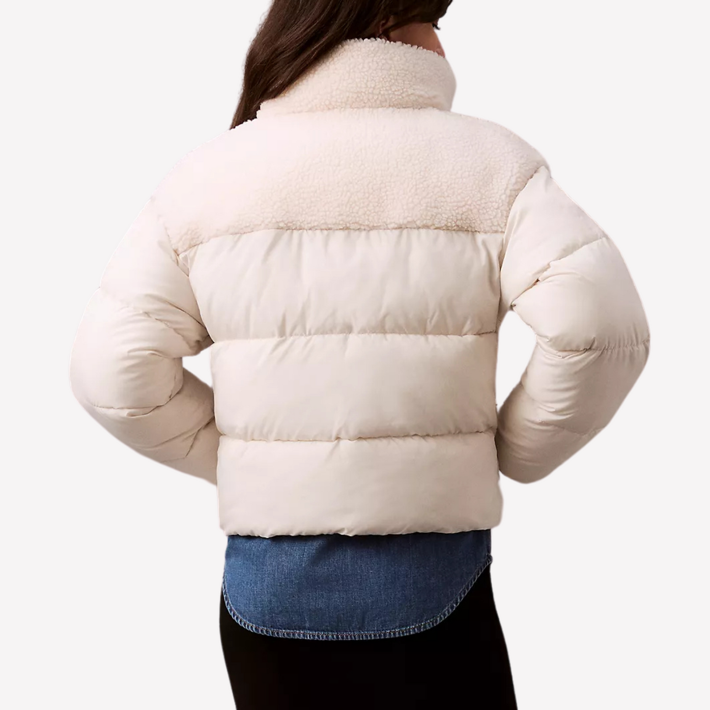 Calvin Klein Women Sherpa Puffer - Chalk