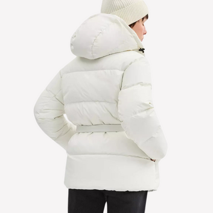 COACH Women Short Puffer With Belt - Cream