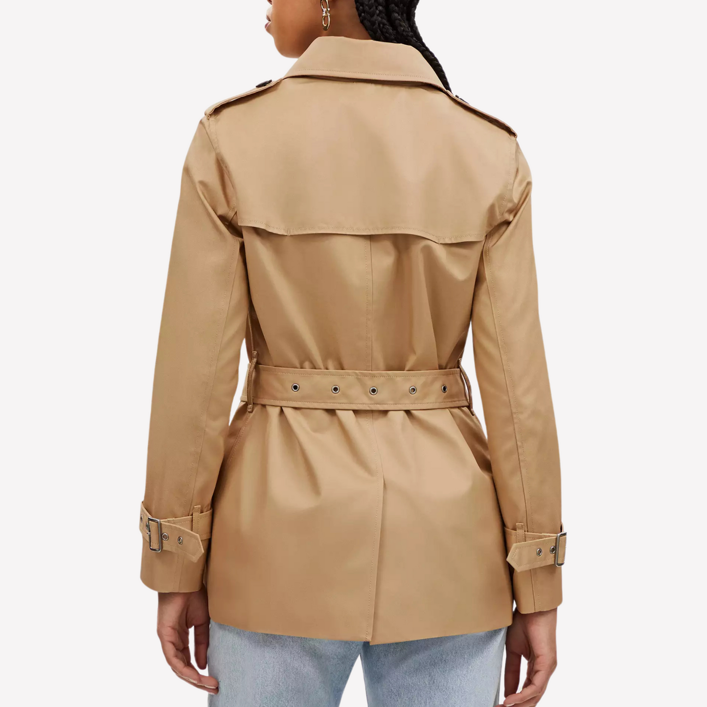 COACH Women Lapel Short Trench - Classic Khaki