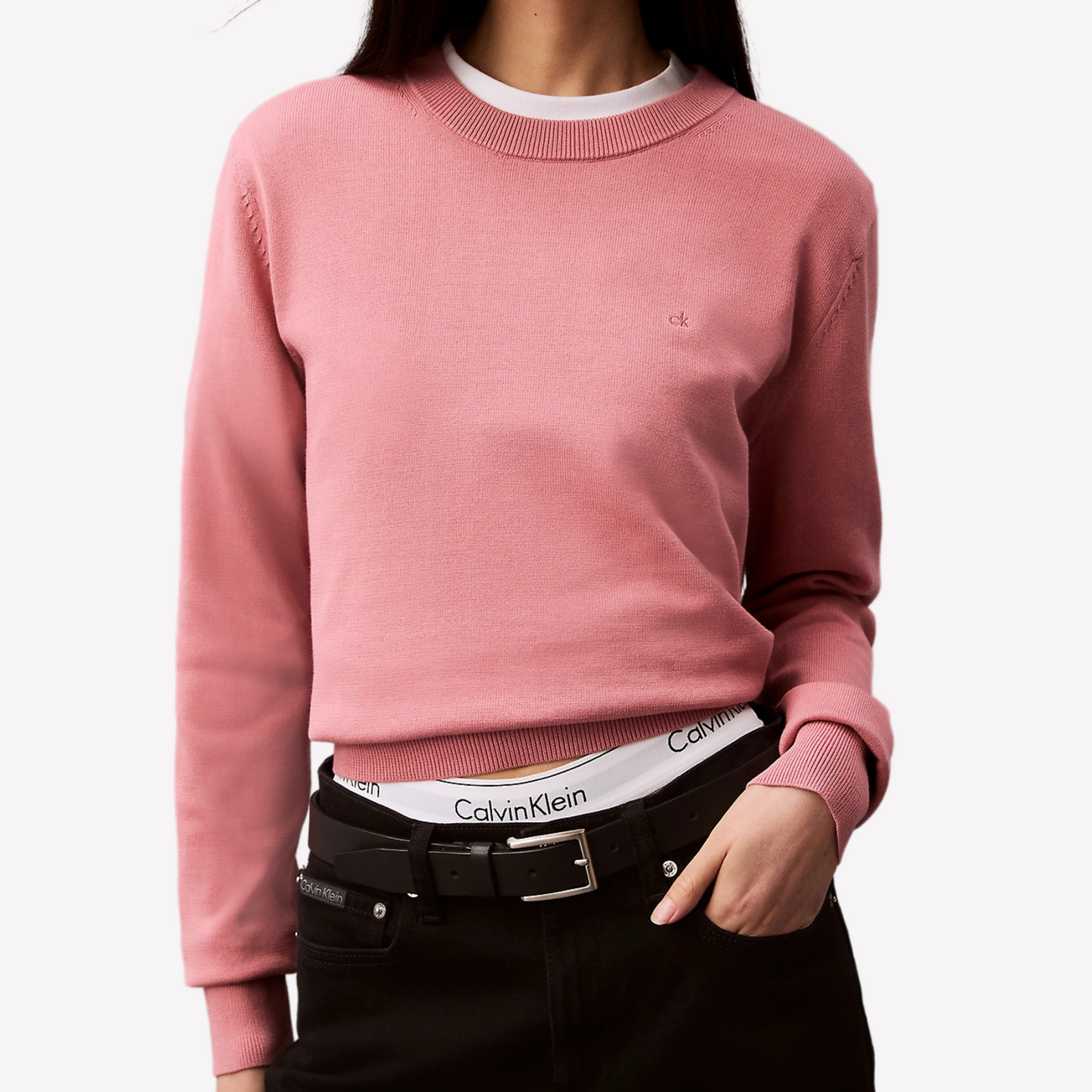 Calvin Klein Women Smooth Cotton Sweater - Dusty Rose