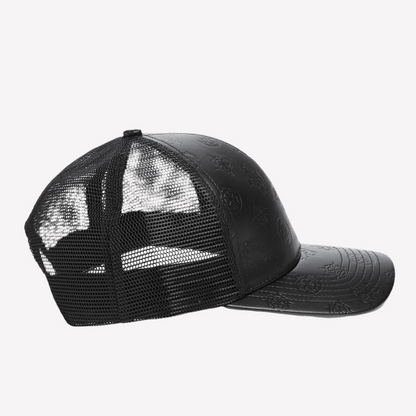 Guess Men Faux-Leather Peony Trucker Cap - Black