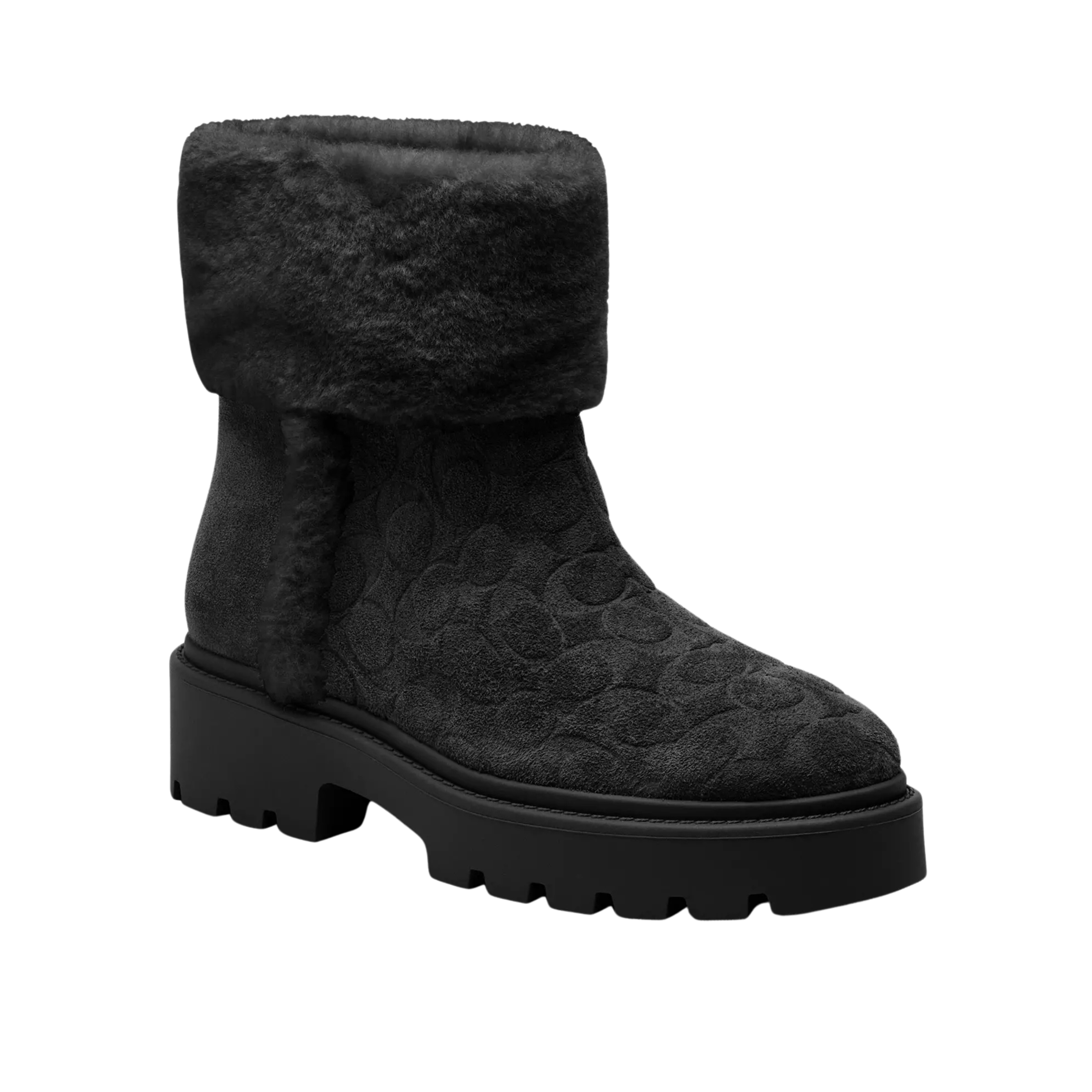 COACH Women's Chunky Sherpa Bootie - Suede Black
